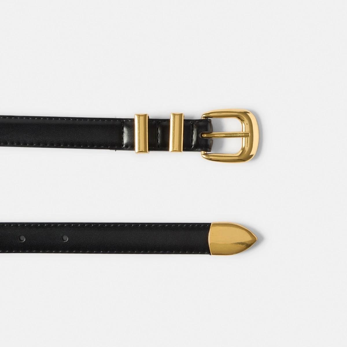 3 Skinny Double Metal Belt BLACK, 3 of 5