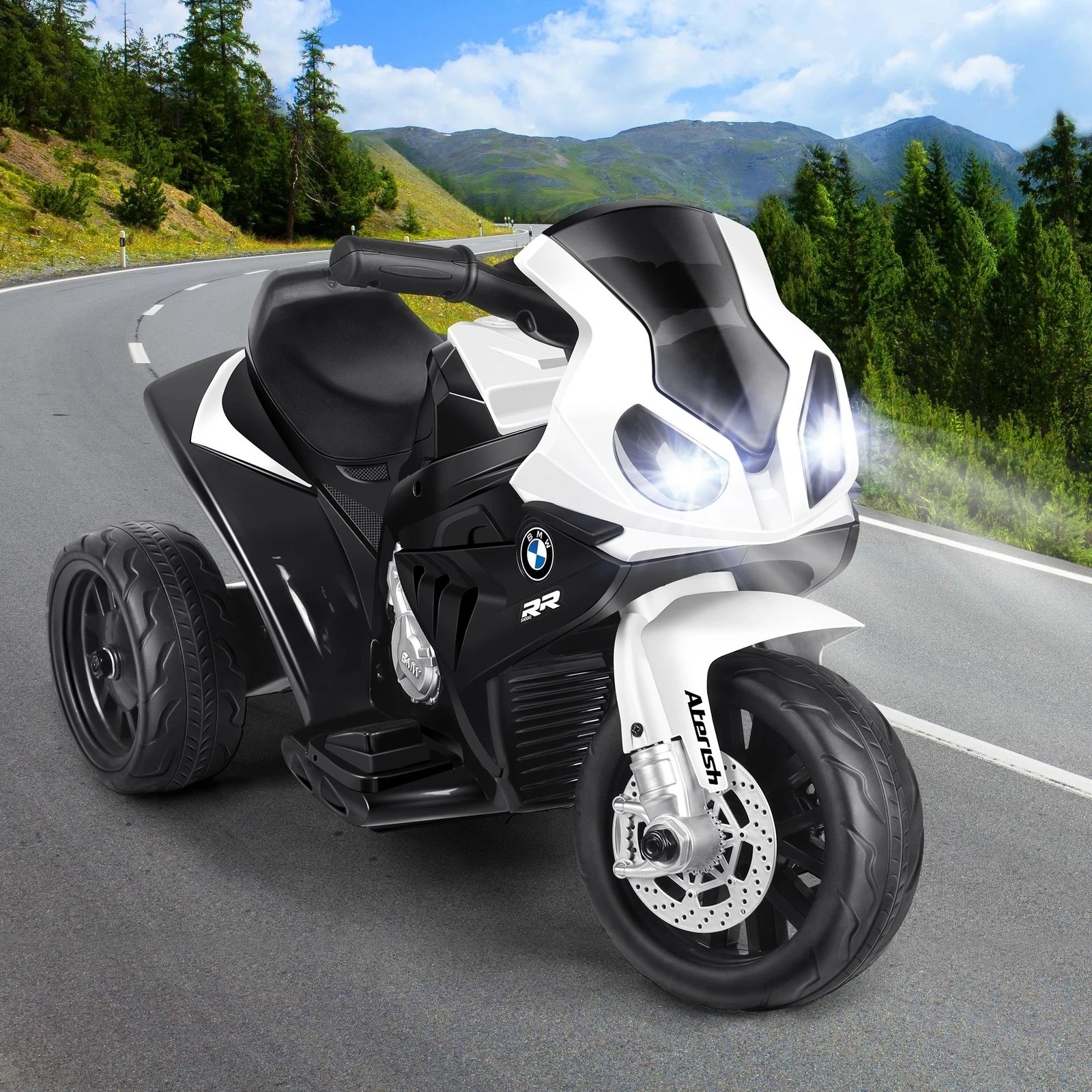 2 BMW Kids Ride On Car Motorbike S1000RR Licensed Electric Toys Police Bike - White Black, 2 of 8