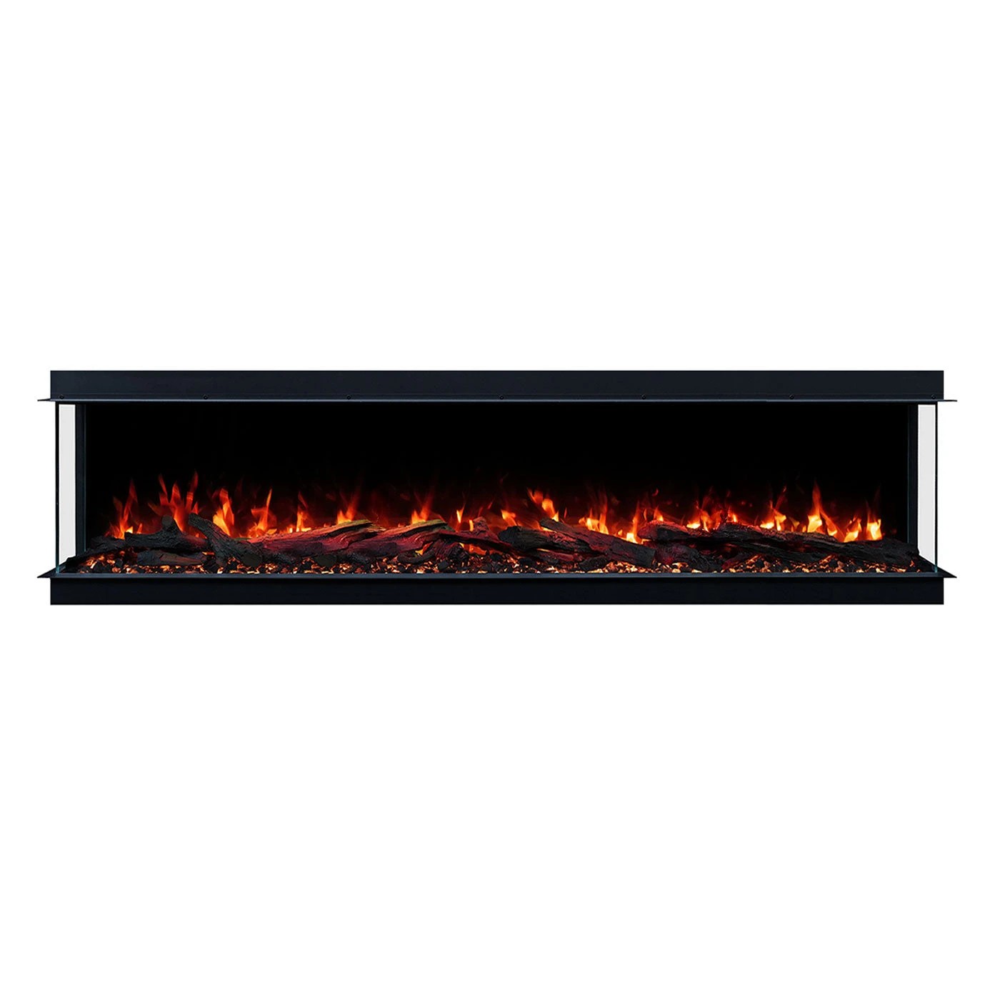 1 Moda Living Devon 3-Sided 71 inch Extra Deep Electric Fireplace - Black, 1 of 10