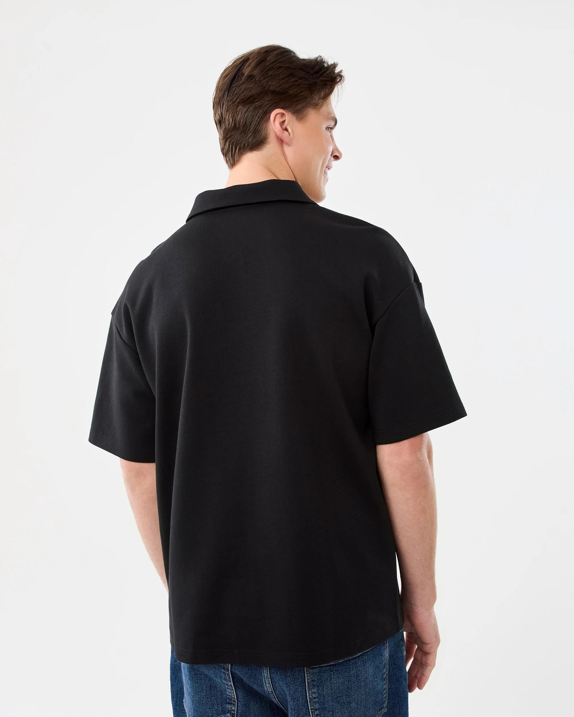 3 1/4 Zip Interlock Polo Shirt Black, 3 of 5