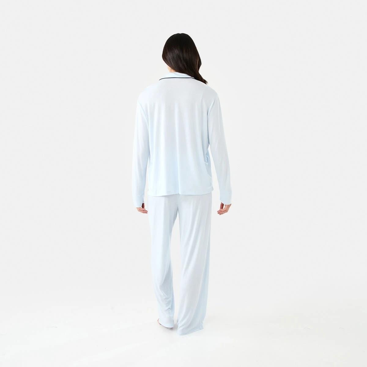 3 Long Sleeve Top and Pants Comfort Pyjama Set Halo Blue, 3 of 8