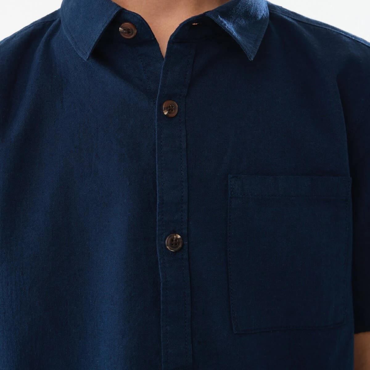 4 Short Sleeve Linen Shirt DRESS BLUE, 4 of 7