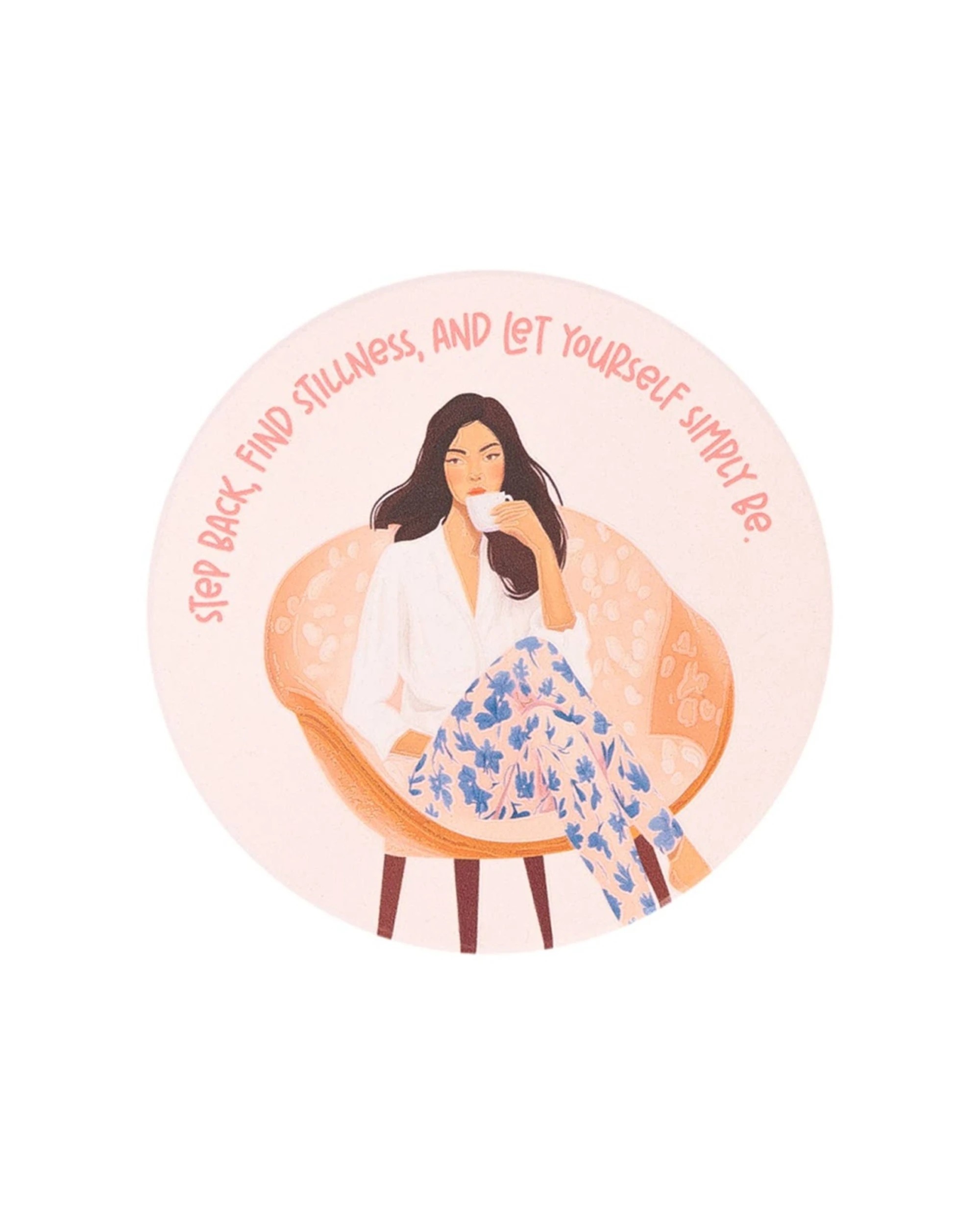 1 Splosh Billie Simply Be Ceramic Coaster Cork Backing Absorbent 11cm - Pink, 1 of 3