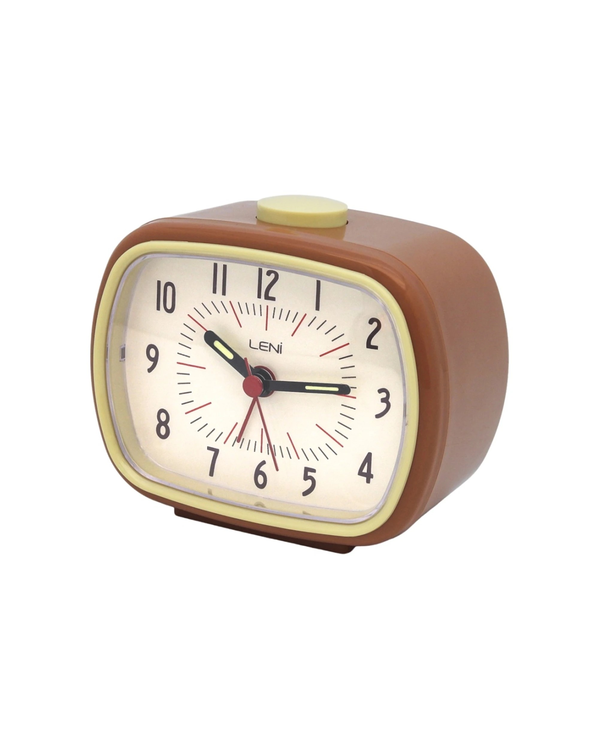 3 Leni Retro 9cm Alarm Clock Luminescent Hands Audible Beep-Beep Alarm - Brown, 3 of 8