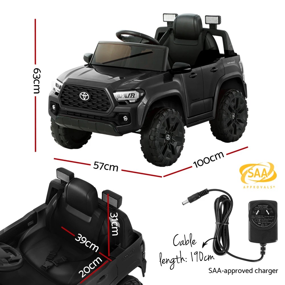 2 Kids Electric Ride On Car Toyota Tacoma Off Road Jeep Toy Cars Remote 12V - Black, 2 of 5