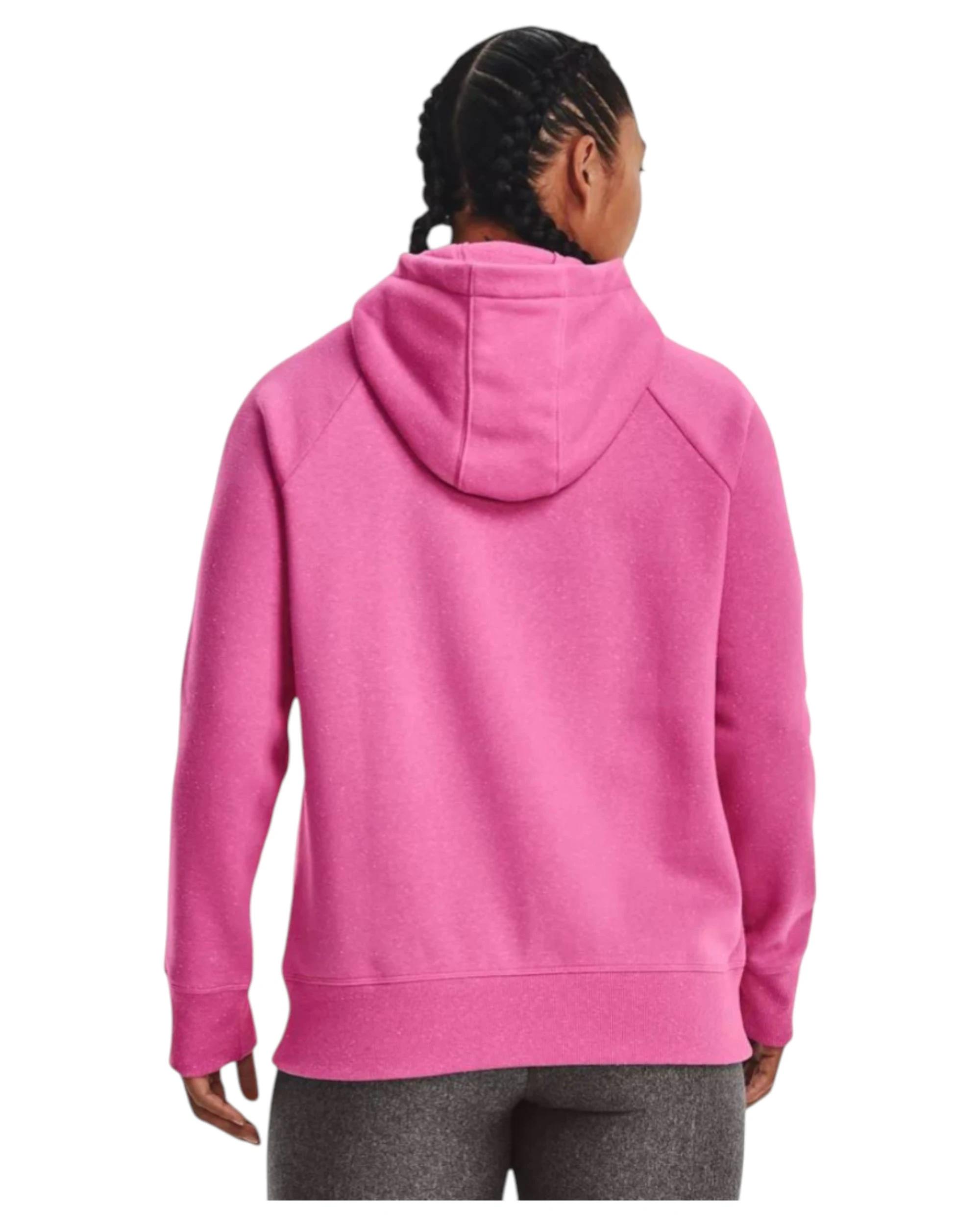 4 Under Armour Womens Rival Fleece Logo Pink Edge Hoodie PINK, 4 of 4