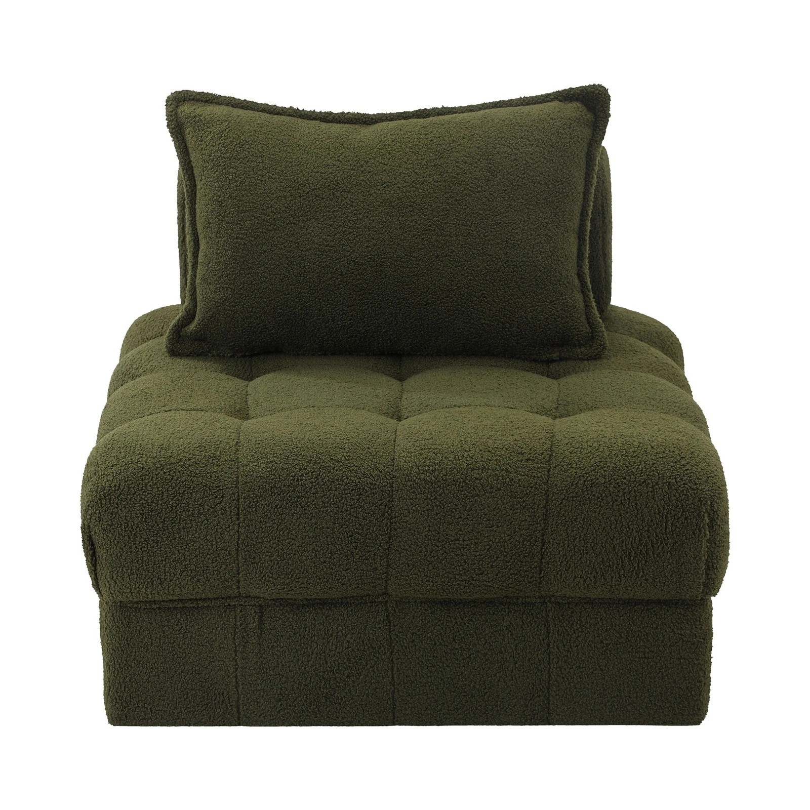 1 Oikiture 3 Seater Boucle Modular Sofa Lounge Chair Armless Tofu Back
 - Green - Green, 1 of 10