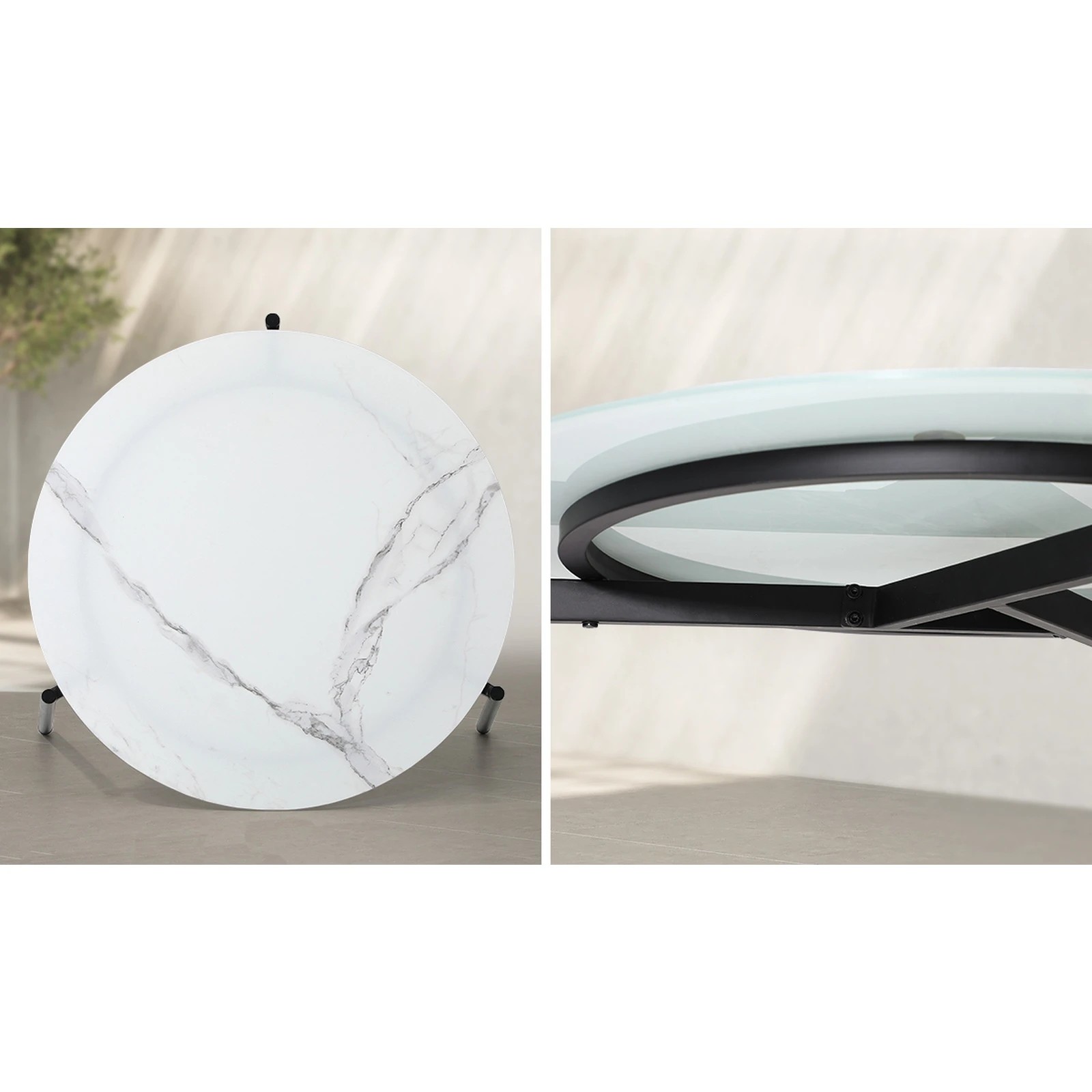 6 Livsip Coffee Side Marble Table Outdoor Patio Furniture Garden 70cm Round Desk
 - Multi, 6 of 10