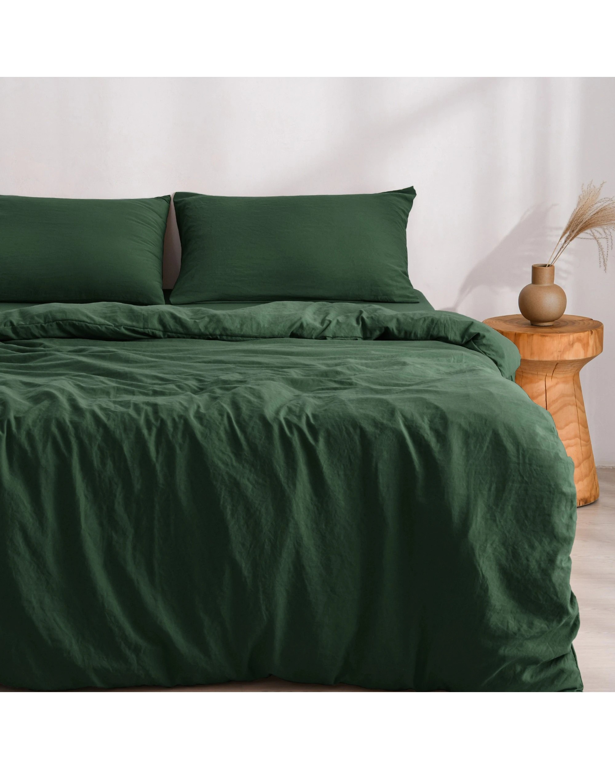 2 Dreamaker Superfine Washed Microfibre Quilt Cover Set - King Single Bed - Hunter Green, 2 of 7