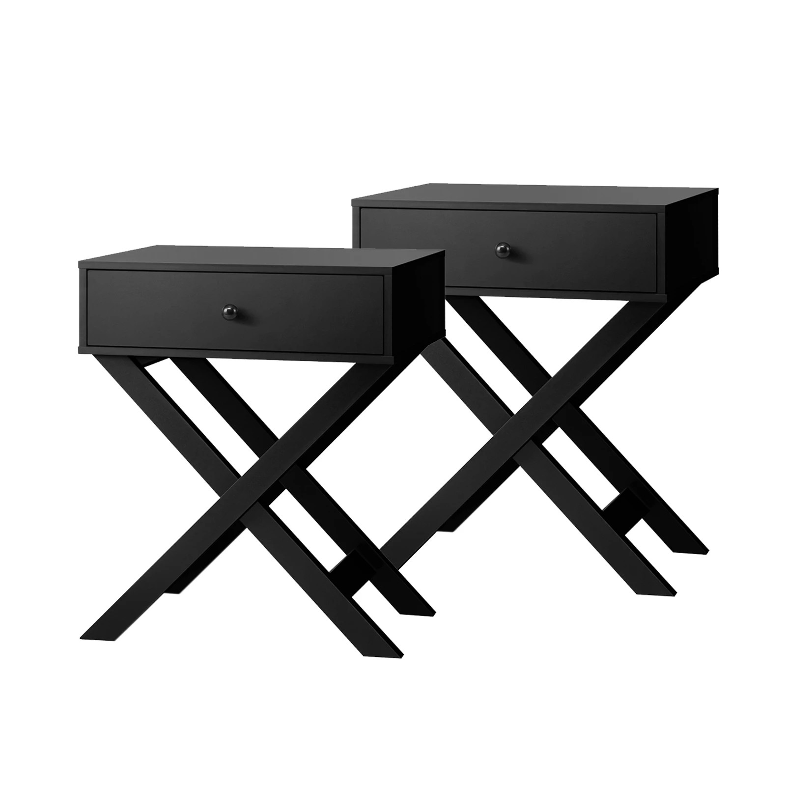 9 Oikiture 2PCS Bedside Table Drawer Side Table Storage Cabinet - Black, 9 of 10