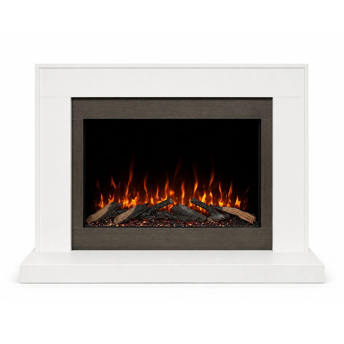 1 Moda Living Nilla Hearth Pure White Mantel Electric Fireplace Suite - White, 1 of 10