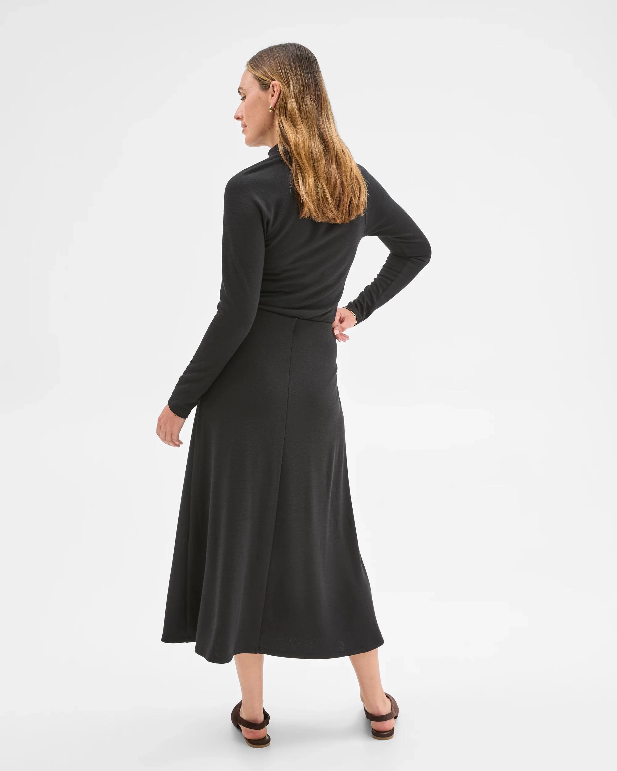 7 Preview Long Sleeve High Neck Drape Top BLACK, 7 of 7