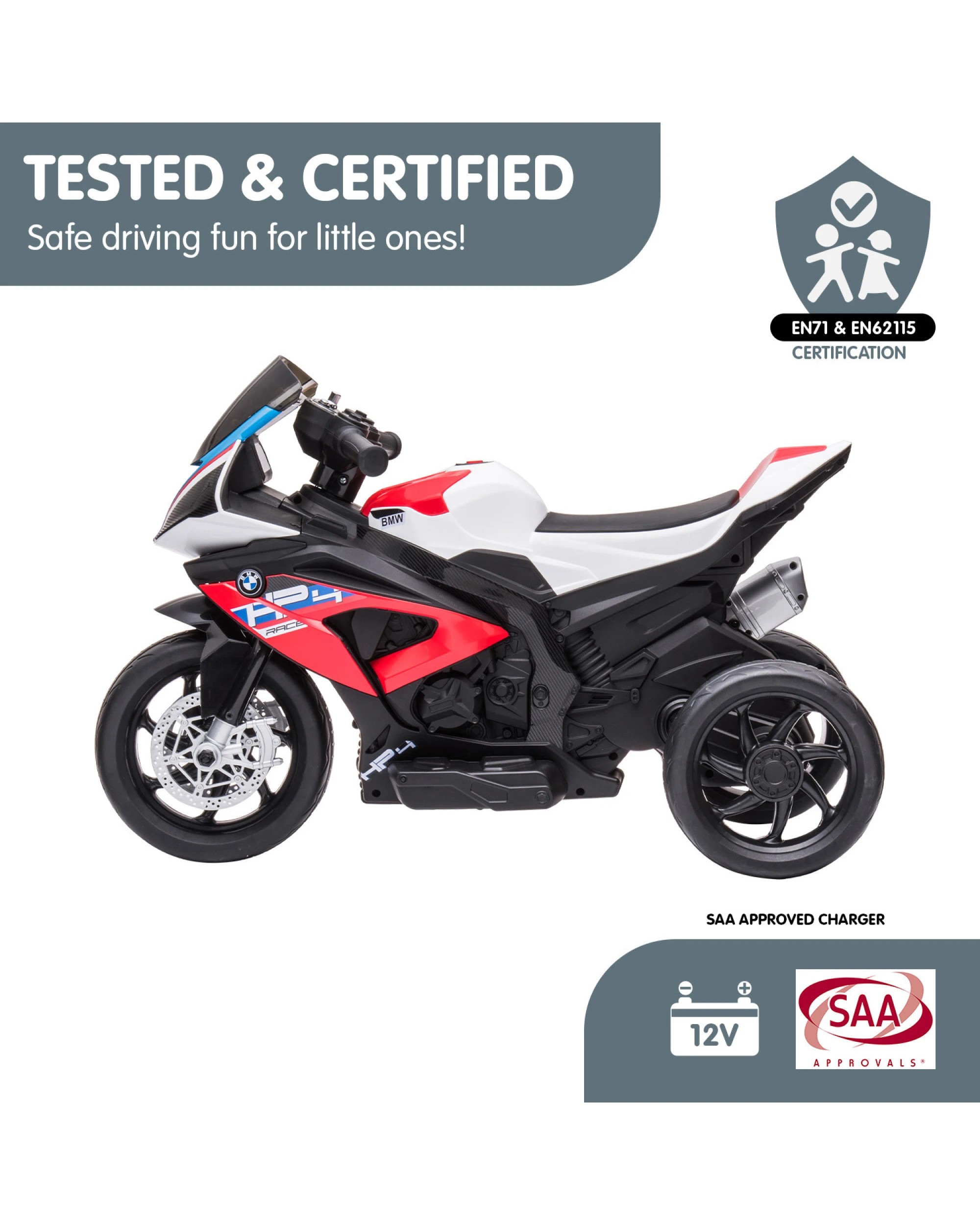 2 Kahuna BMW HP4 Race Kids Toy Electric Ride On Motorcycle - Red, 2 of 9