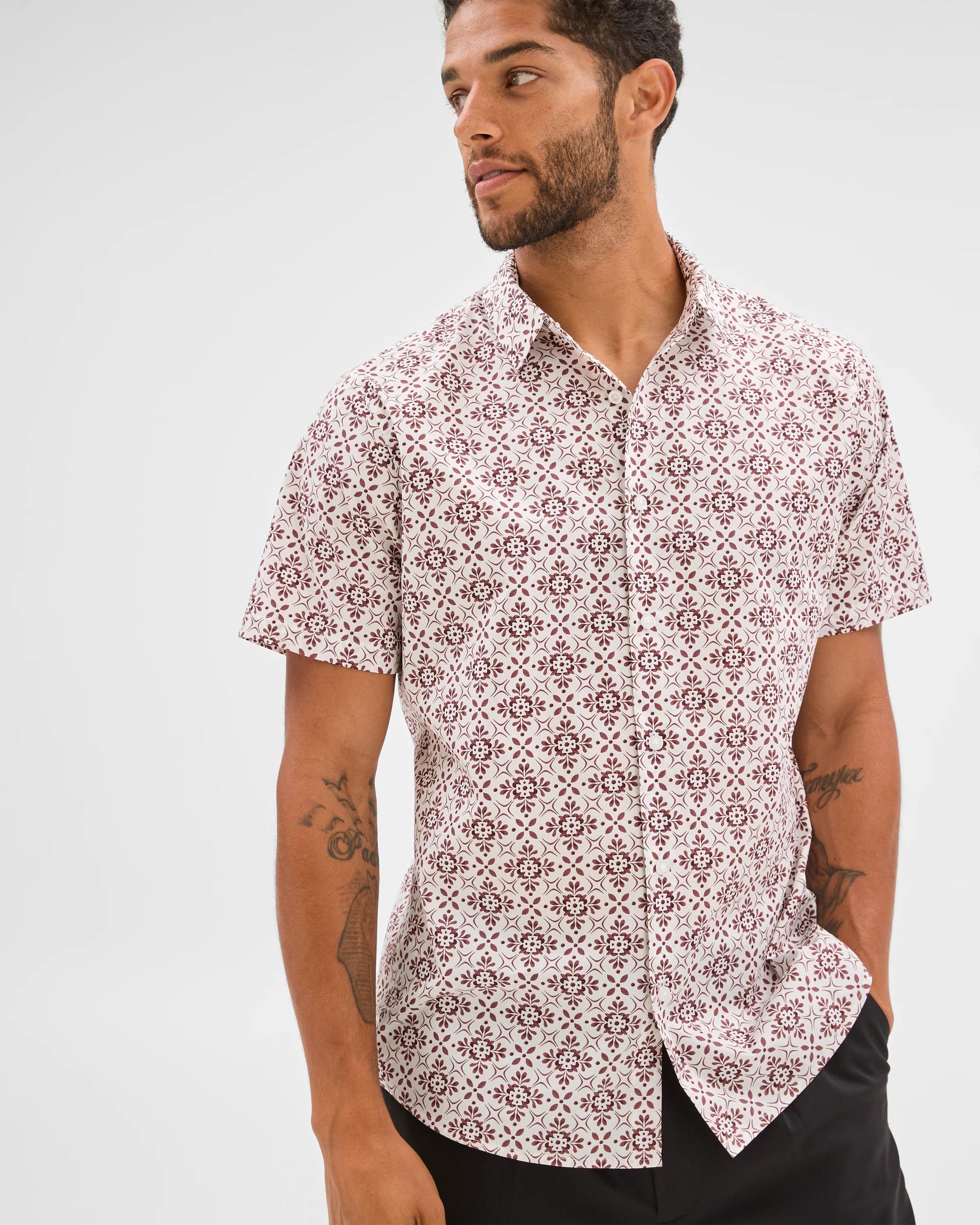 2 Australian Cotton Short Sleeve Shirt - Preview RED TILE, 2 of 6