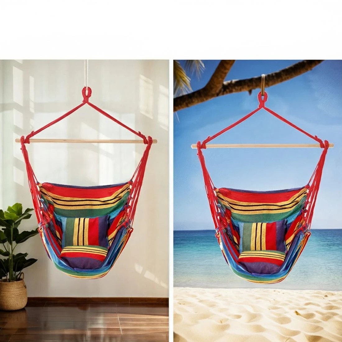 4 Gardeon Hammock Chair with Heavy Duty Steel - Multi, 4 of 6