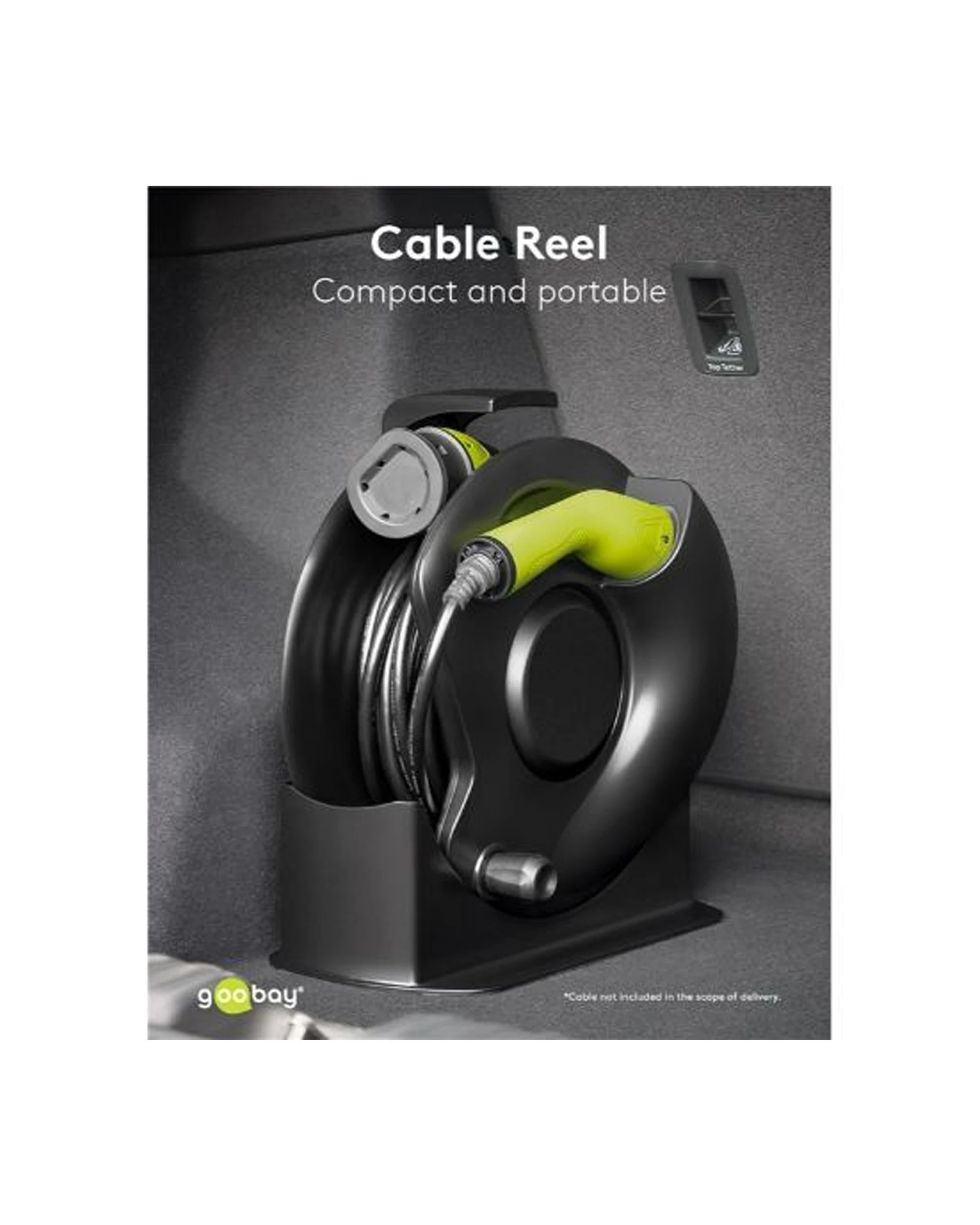 2 Goobay Reel Holder Storage For EV Charging Cable Type 2 Vacuum Insulated - Black, 2 of 3