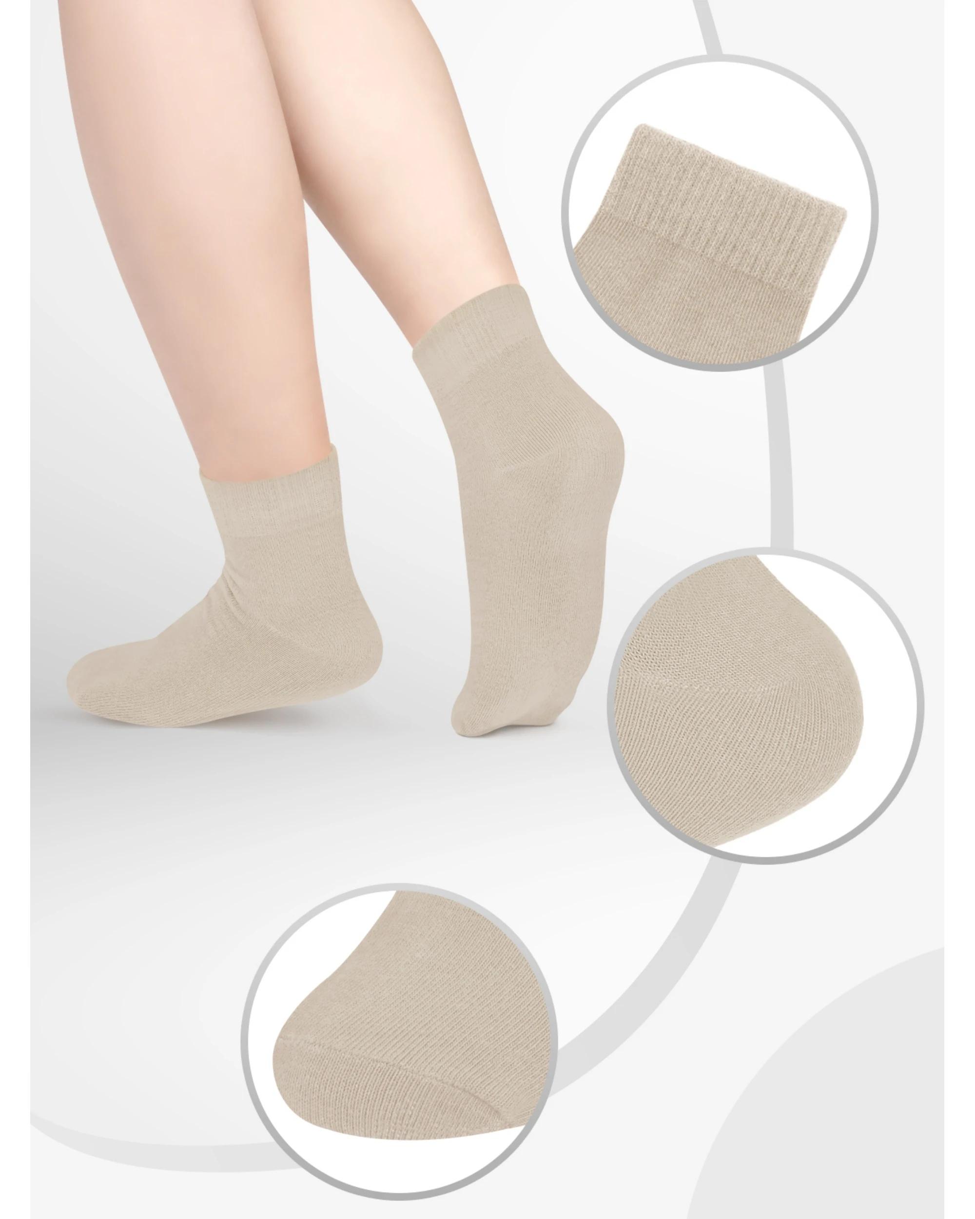 2 Advwin Medium Unisex Beige Casual Comfy Ankle Socks BEIGE, 2 of 5