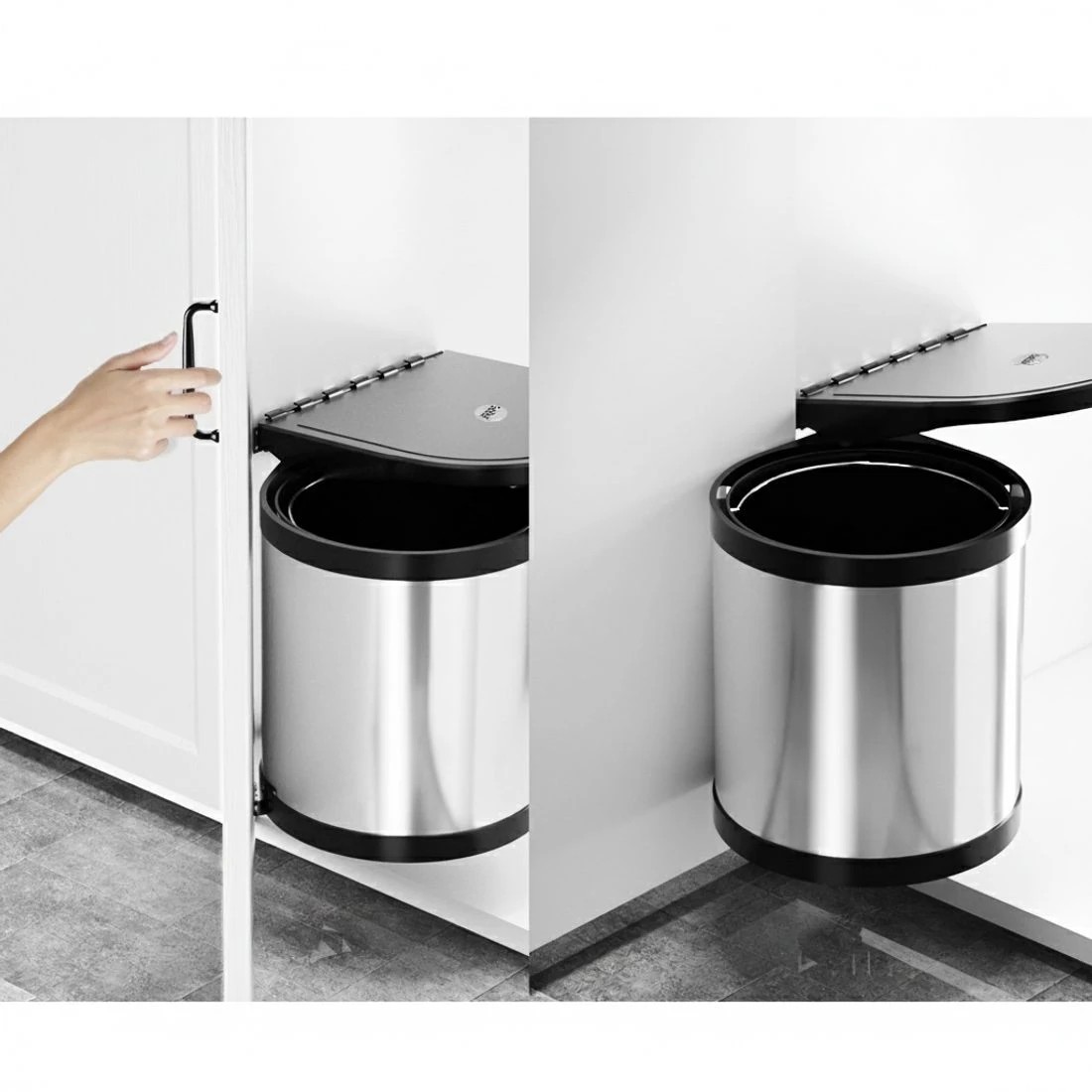 2 Cefito Pull Out  Bin Swing Out Bins 12L - Silver, 2 of 4