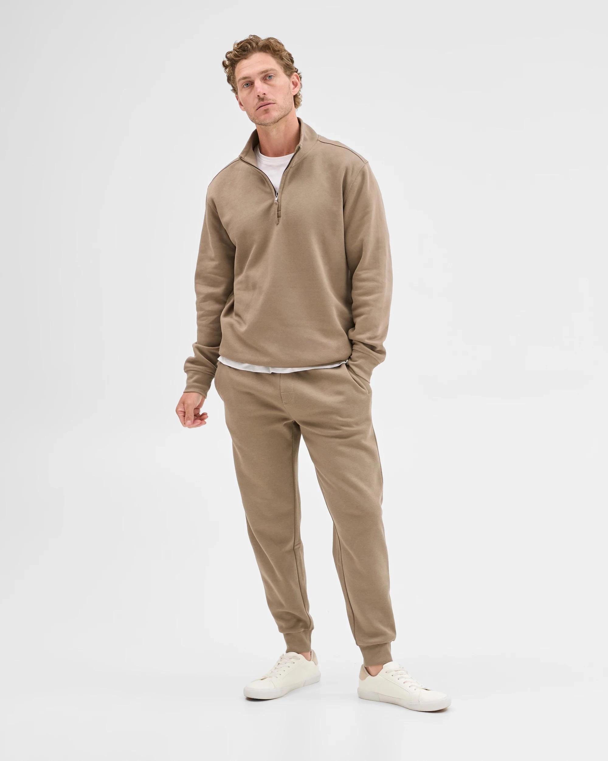 5 Target Man Australian Cotton Blend Fleece Half Zip Top MUSHROOM, 5 of 8