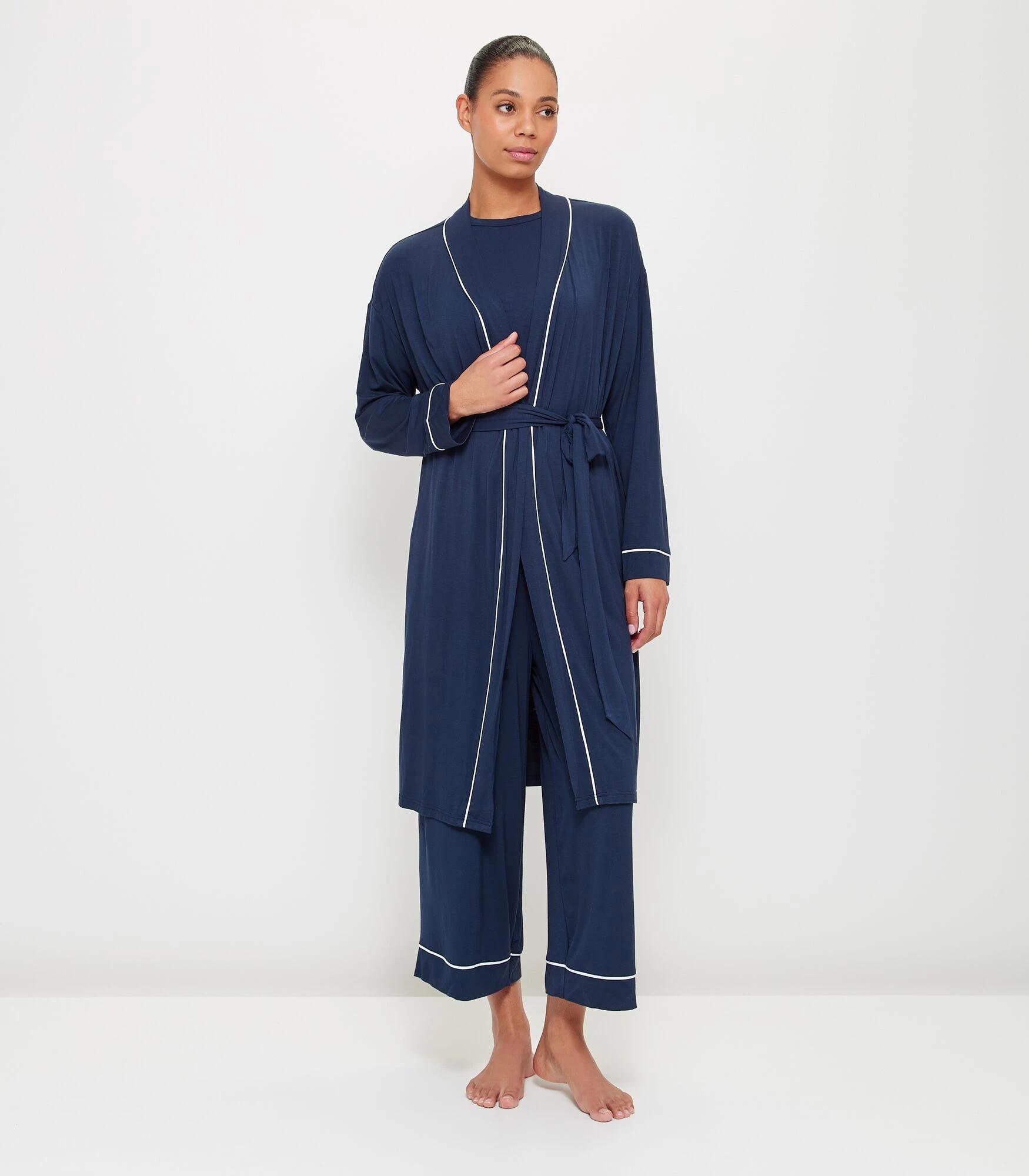 1 Target Woman Soft Comfort Bamboo Sleep Robe NAVY BLUE, 1 of 6