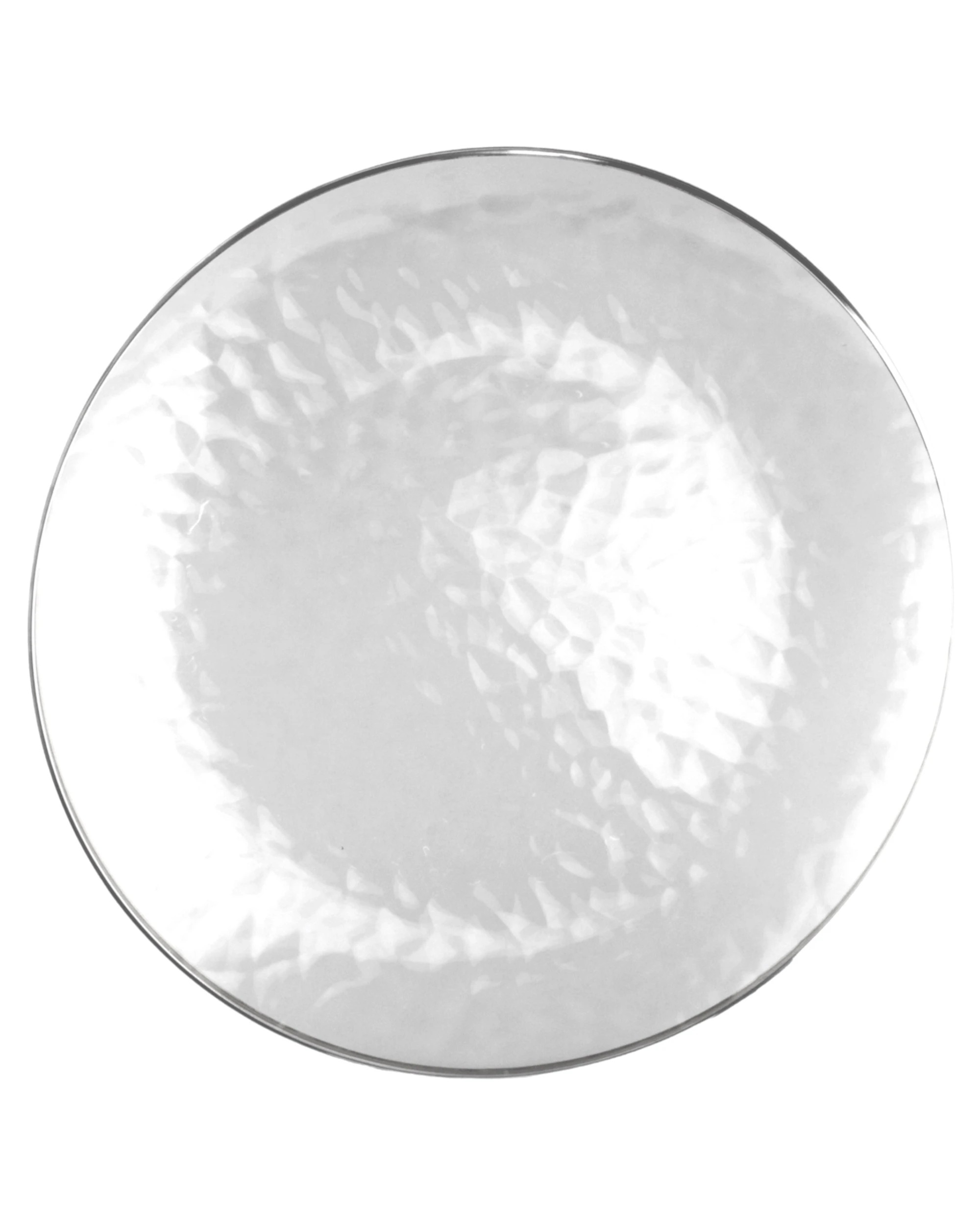 1 Partyware Clear Dimple With Silver Trim Plastic Plates 23cm Pack of 10 - Clear, Silver, 1 of 2