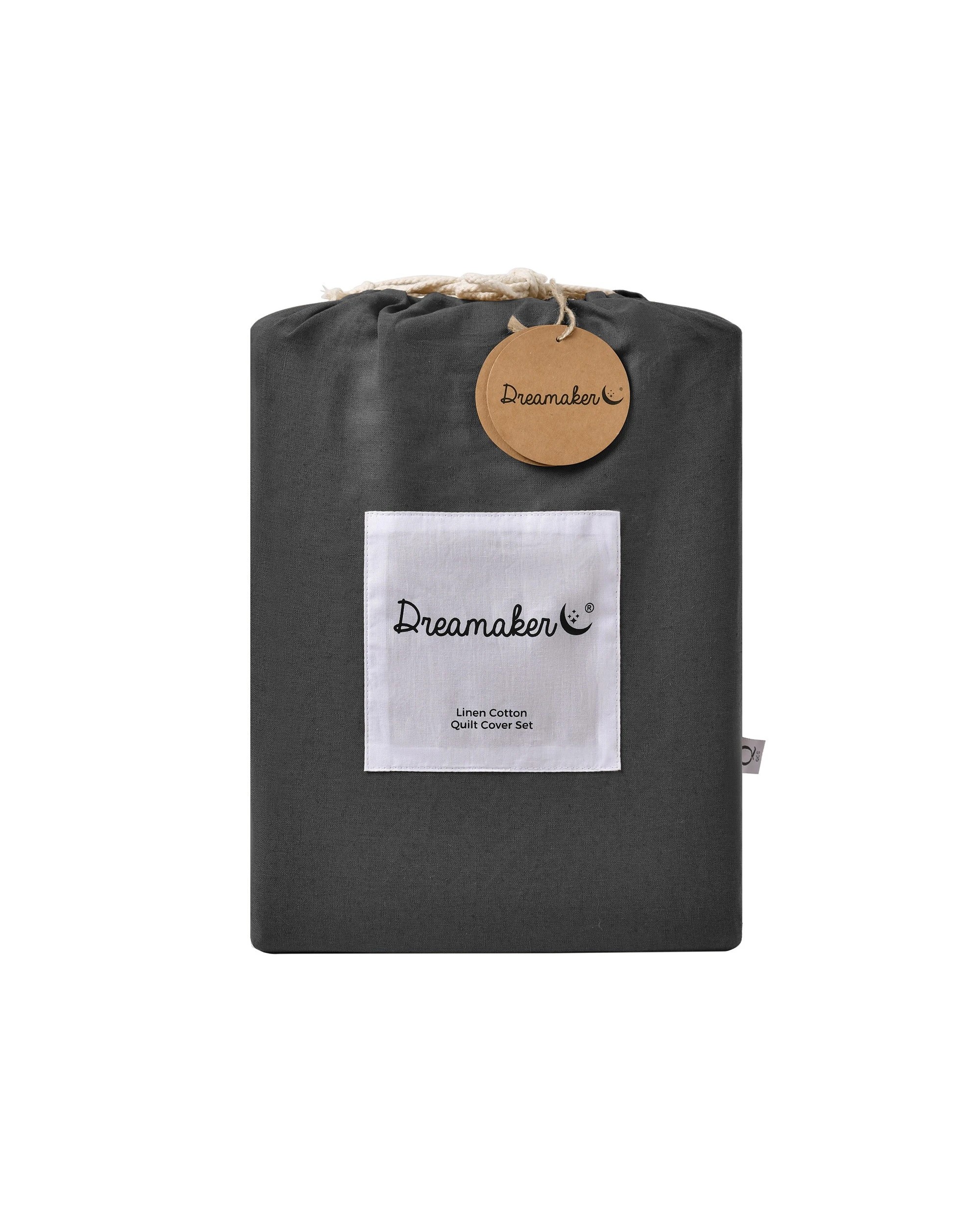 8 Dreamaker Linen Cotton Quilt Cover Set - Single Bed - Charcoal, 8 of 8