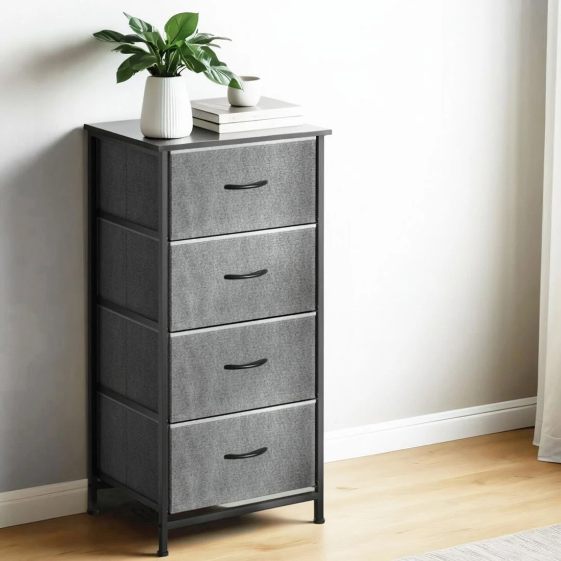 5 Artiss Set of 2 Chest of 4 Drawers Storage Dresser Tallboy - Grey, 5 of 6