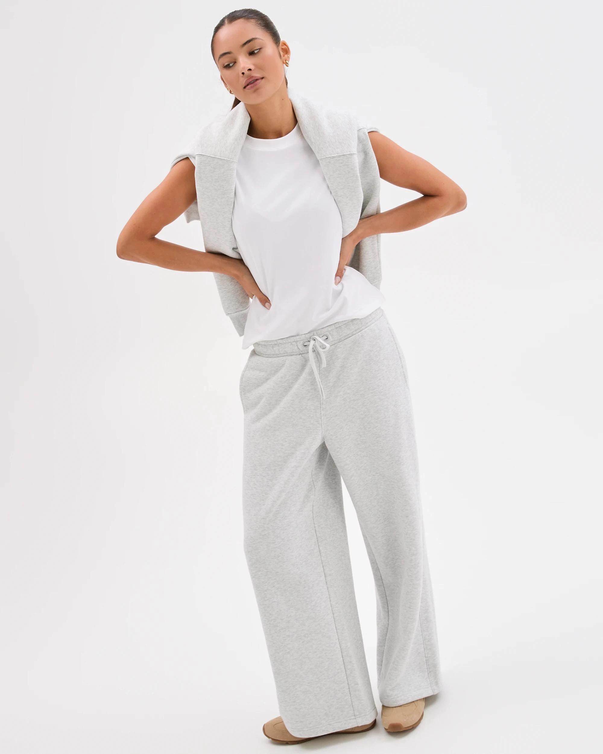 4 Lily Loves Australian Cotton Blend Wide Leg Trackpants SILVER MARLE, 4 of 7