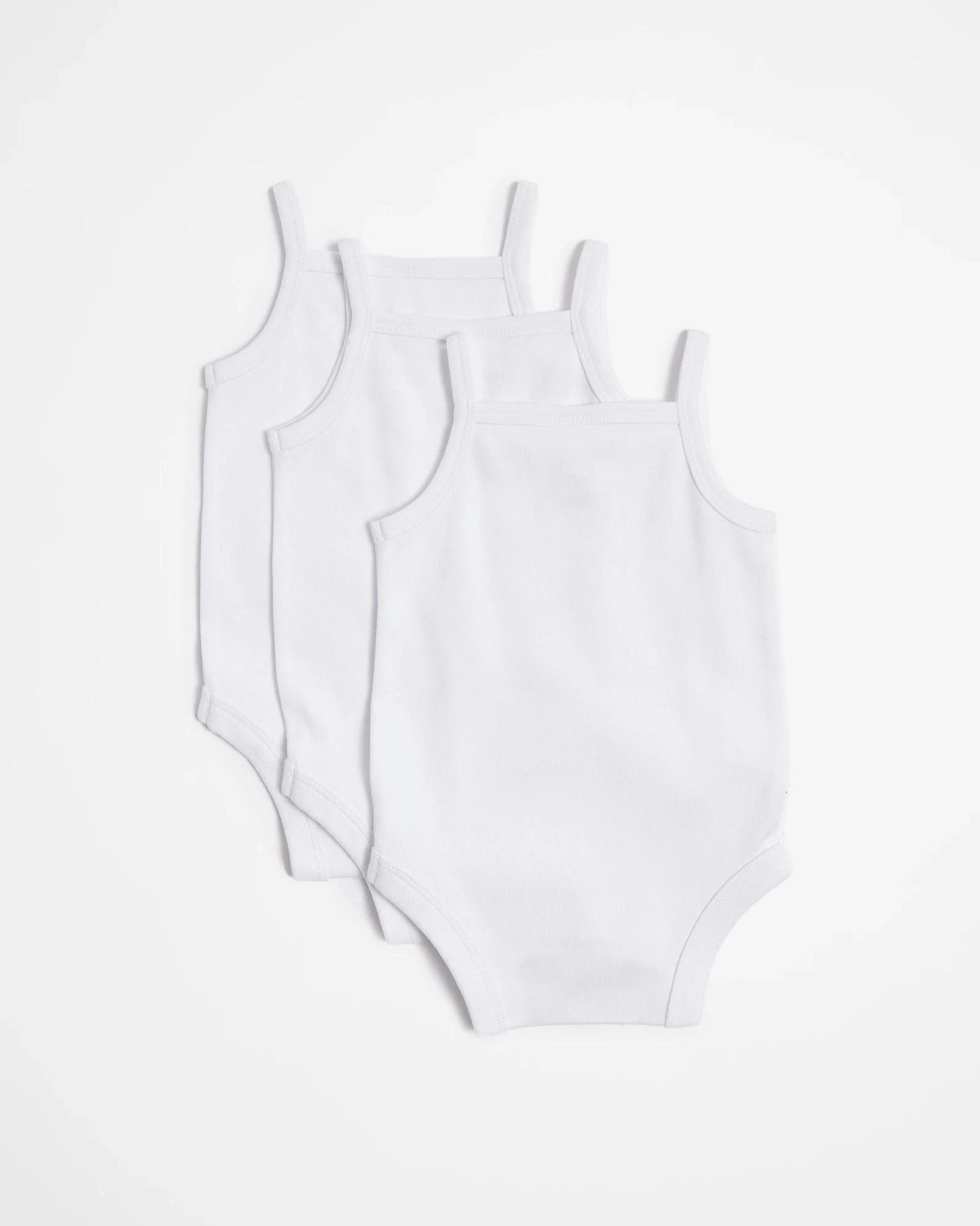 3 Target Baby 3 Pack Baby Organic Cotton Strappy Bodysuit WHITE, 3 of 3