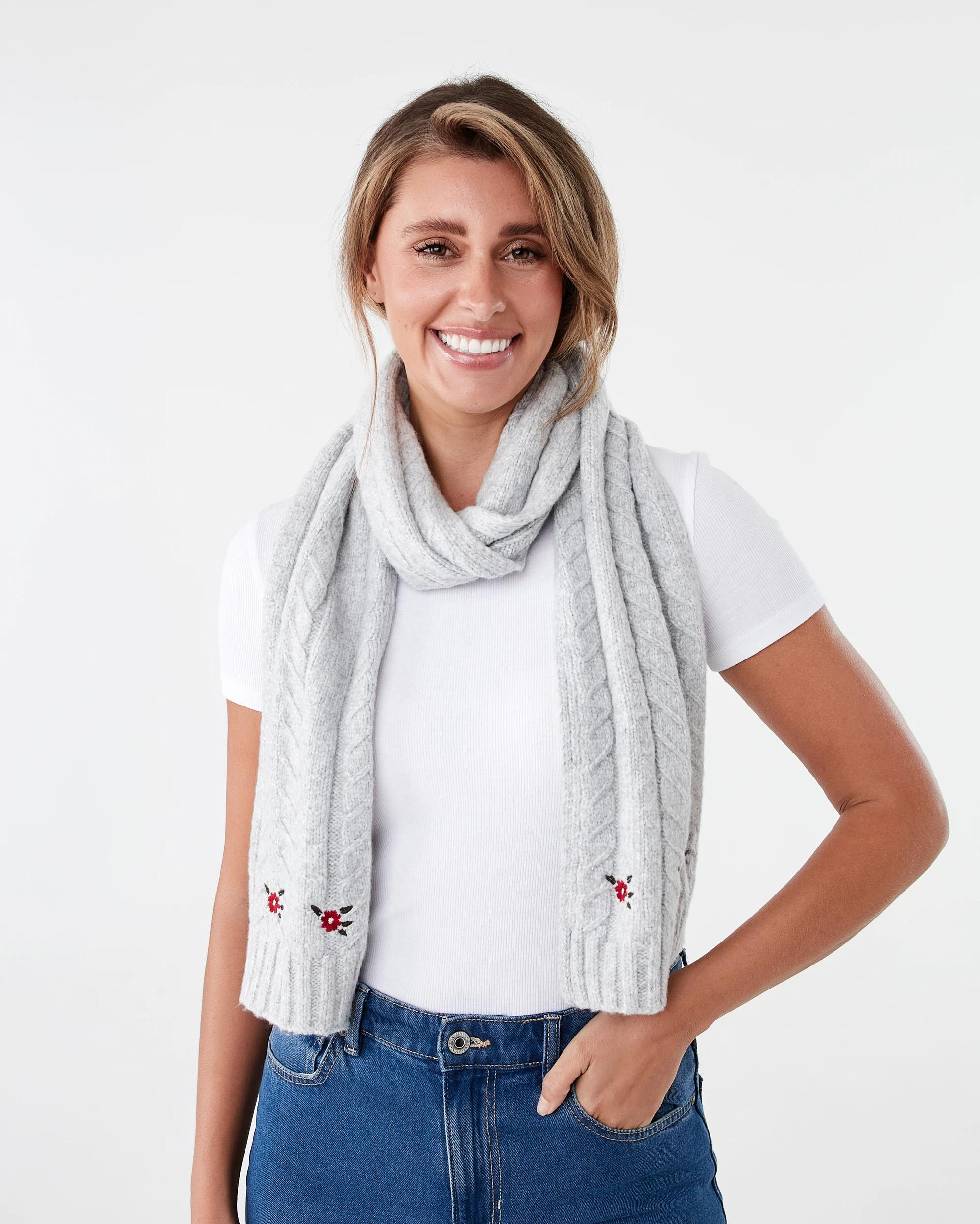 3 Embroidered Scarf Grey, 3 of 3