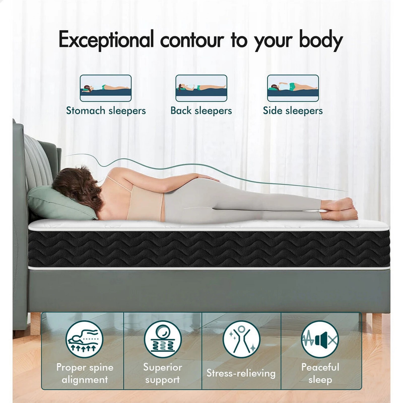 4 Alfordson Mattress 14CM Tight Top Spring Foam Bedding Medium Firm - Queen Bed, 4 of 10