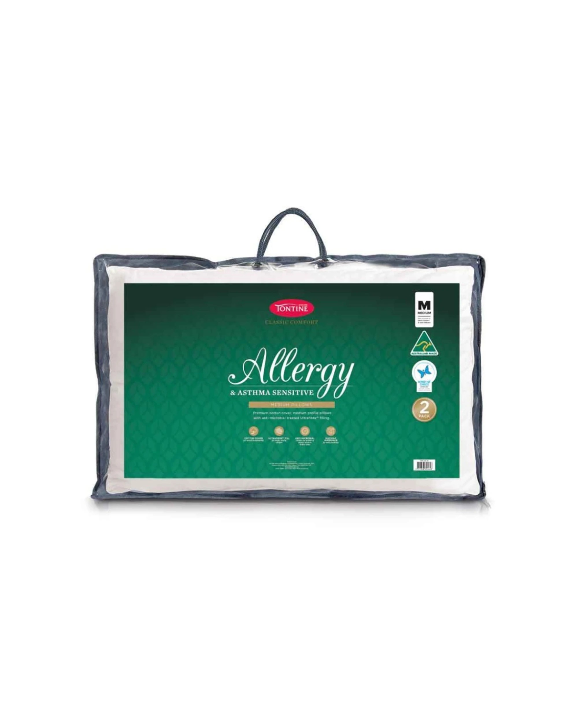 1 Tontine Classic Comfort Allergy & Asthma Sensitive Pillow Medium 2PK - White, 1 of 5