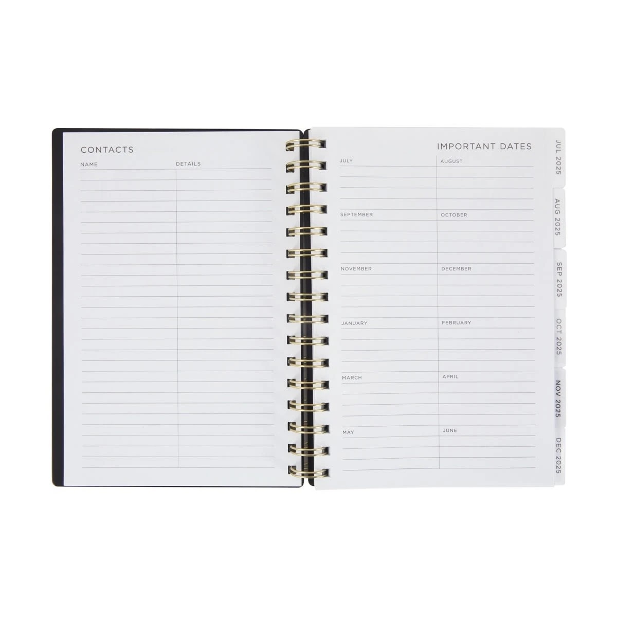 5 2025-26 A5 Spiral Weekly Diary - Black, 5 of 7