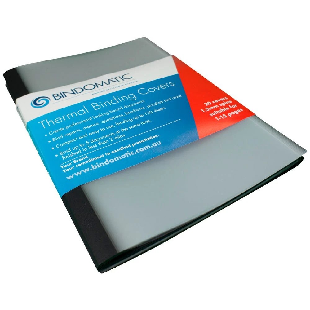 2 Bindomatic Thermal Binding Covers A4 1.5mm Black 20 Pack, 2 of 2