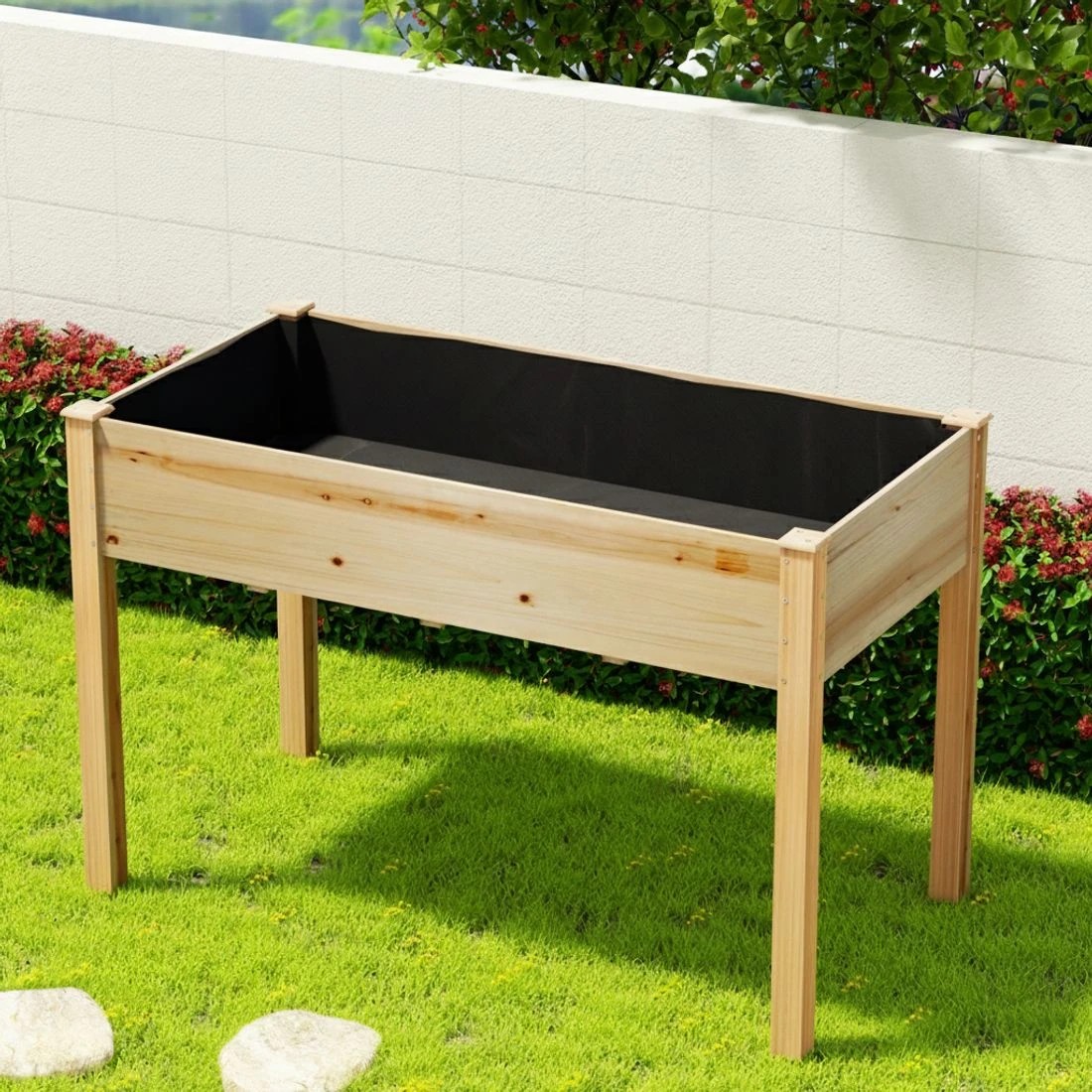 5 Green Fingers Garden Bed Elevated 120x60x80cm Wooden Planter Box Raised Container - Natural, 5 of 6