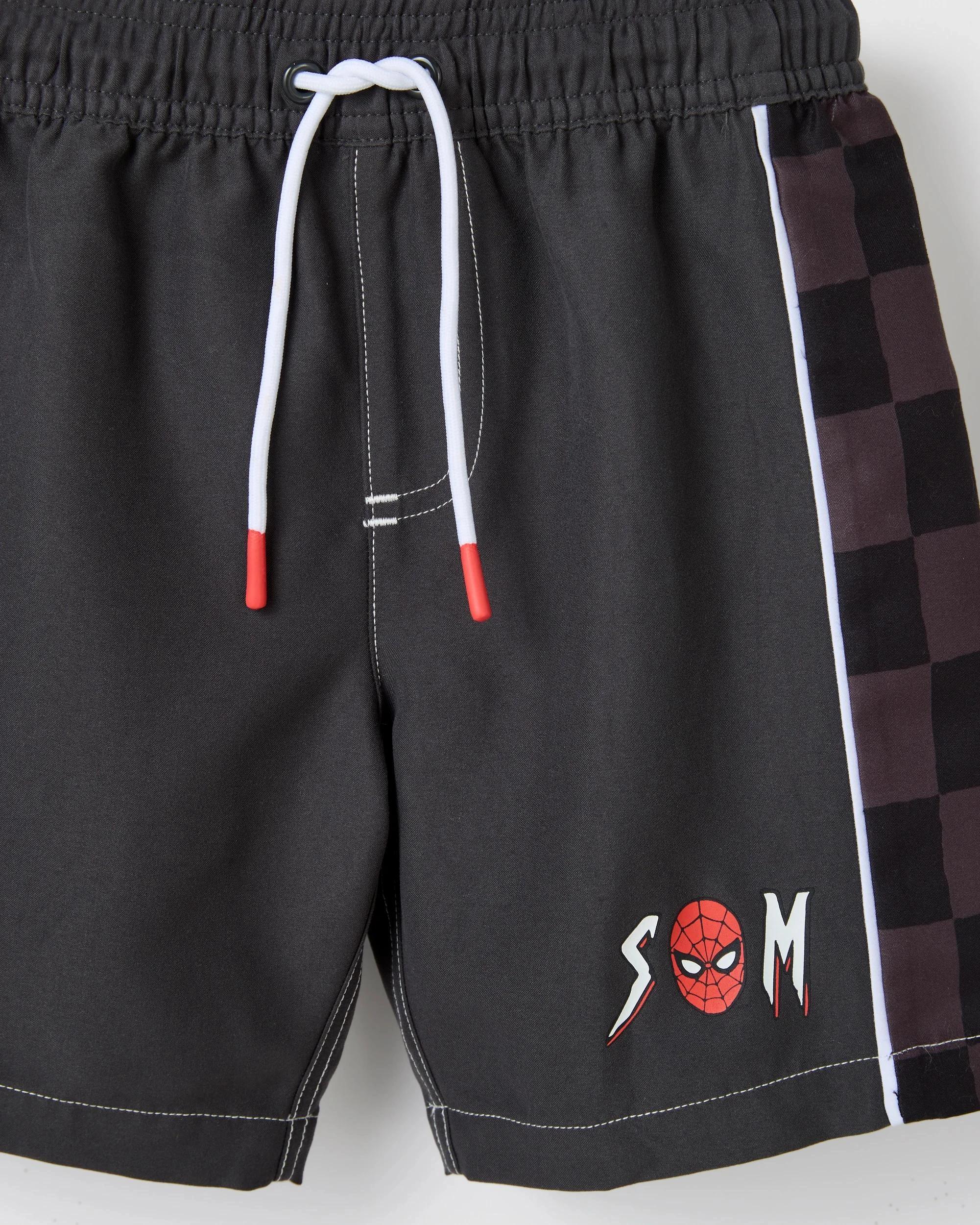 2 Spider-Man Checkered Swim Boardshorts CHARCOAL, 2 of 3