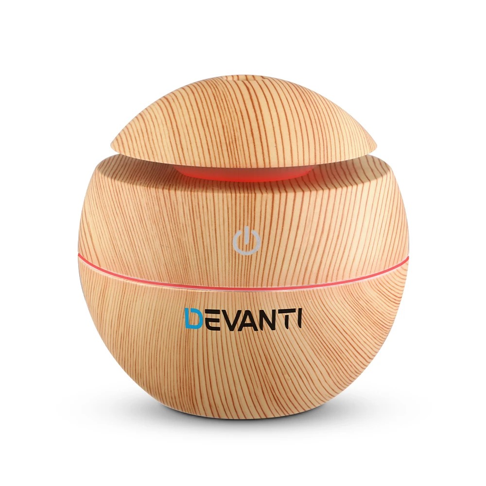 1 Devanti Aroma Diffuser Aromatherapy Light Wood 130ml - Natural, 1 of 6
