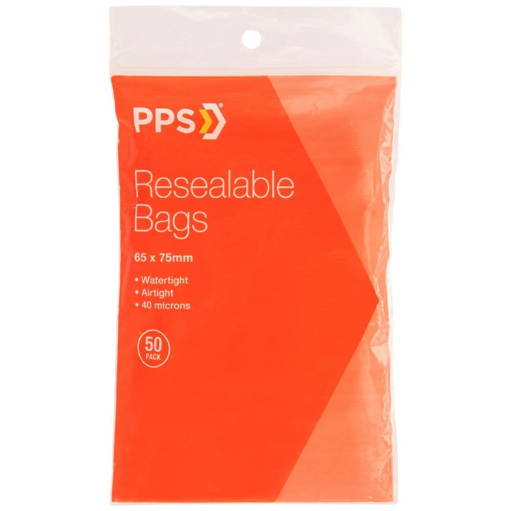 1 PPS 65 x 75mm Resealable Bags 50 Pack, 1 of 3