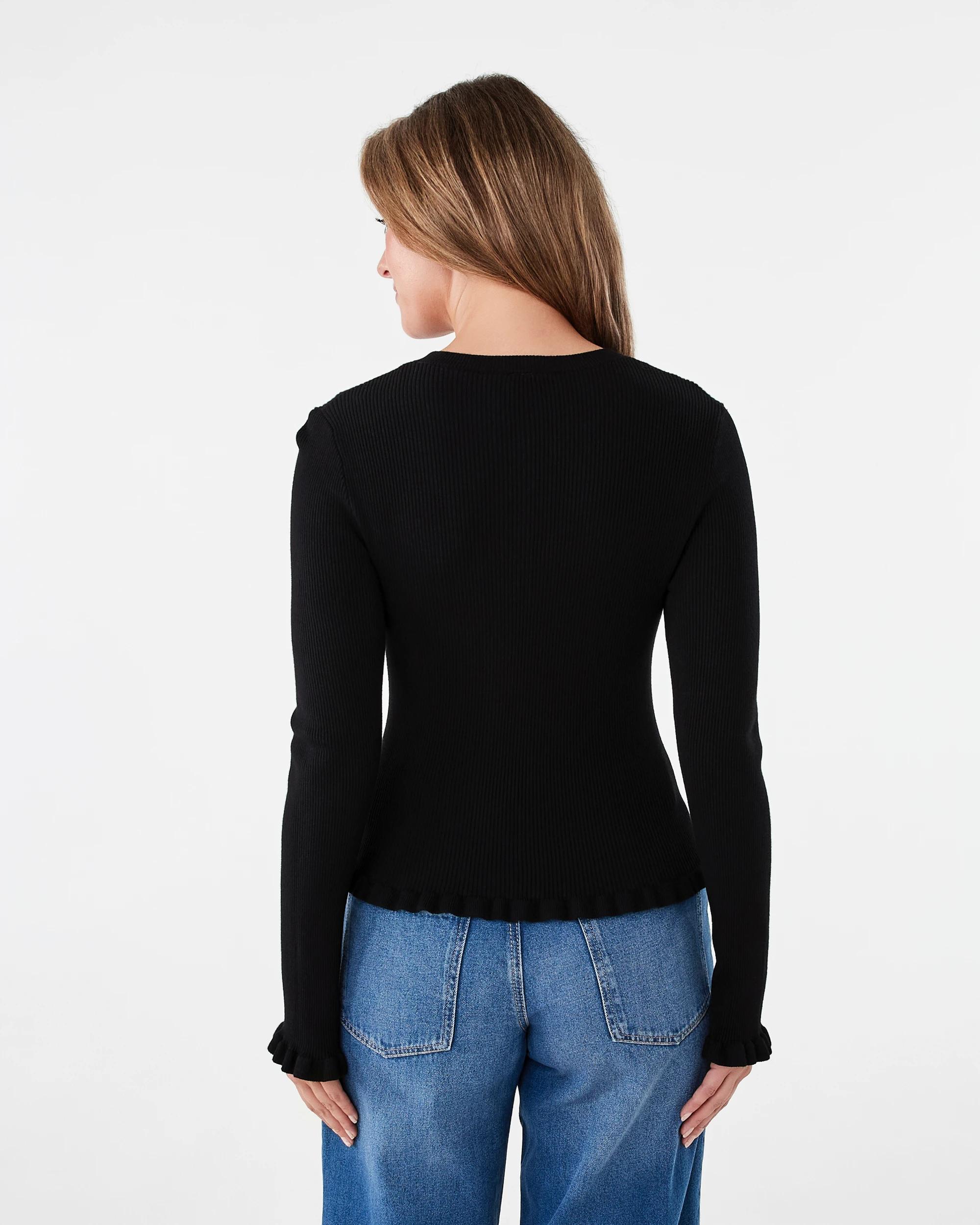 3 Long Sleeve Frill Top Black, 3 of 6