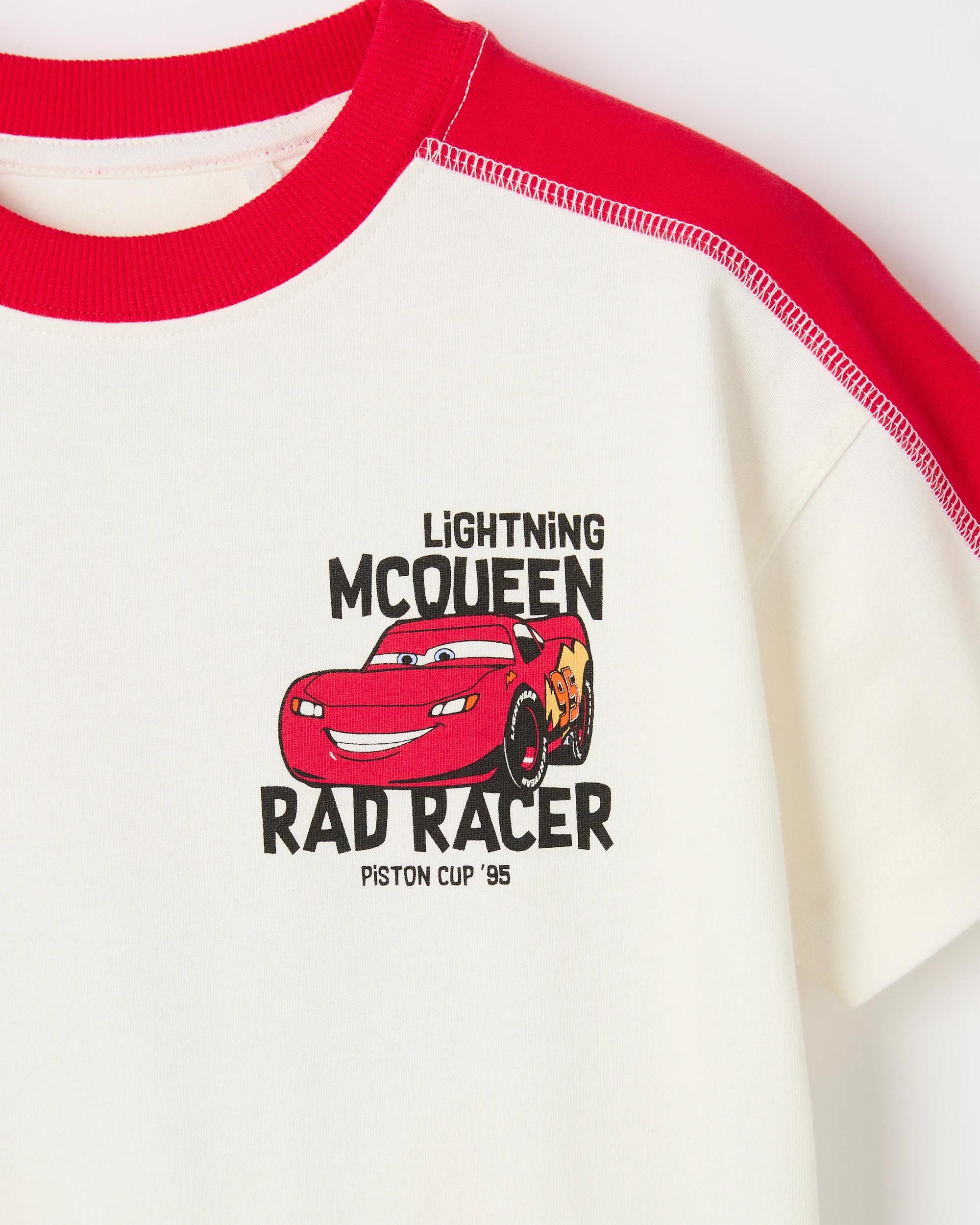 2 Disney Pixar Cars Australian Cotton Oversized T-Shirt RED/OFF-WHITE, 2 of 3