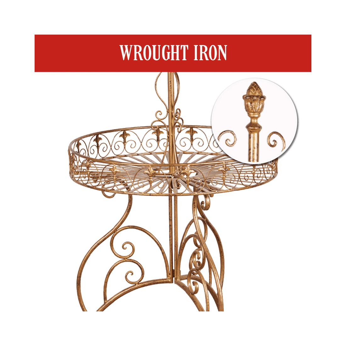 6 Christabelle Antique Gold 2-tier Metal Display Stand, 6 of 7