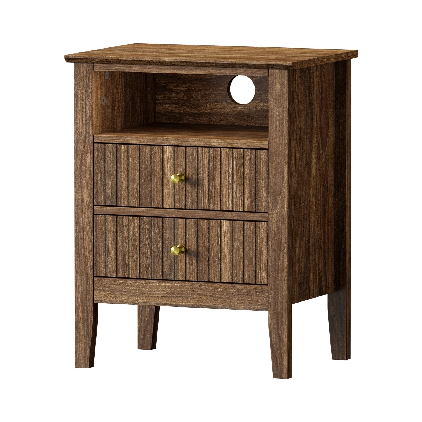 9 Oikiture Bedside Table Nightstand 2 Drawer with Shelf Storage Cabinet - Brown, 9 of 9