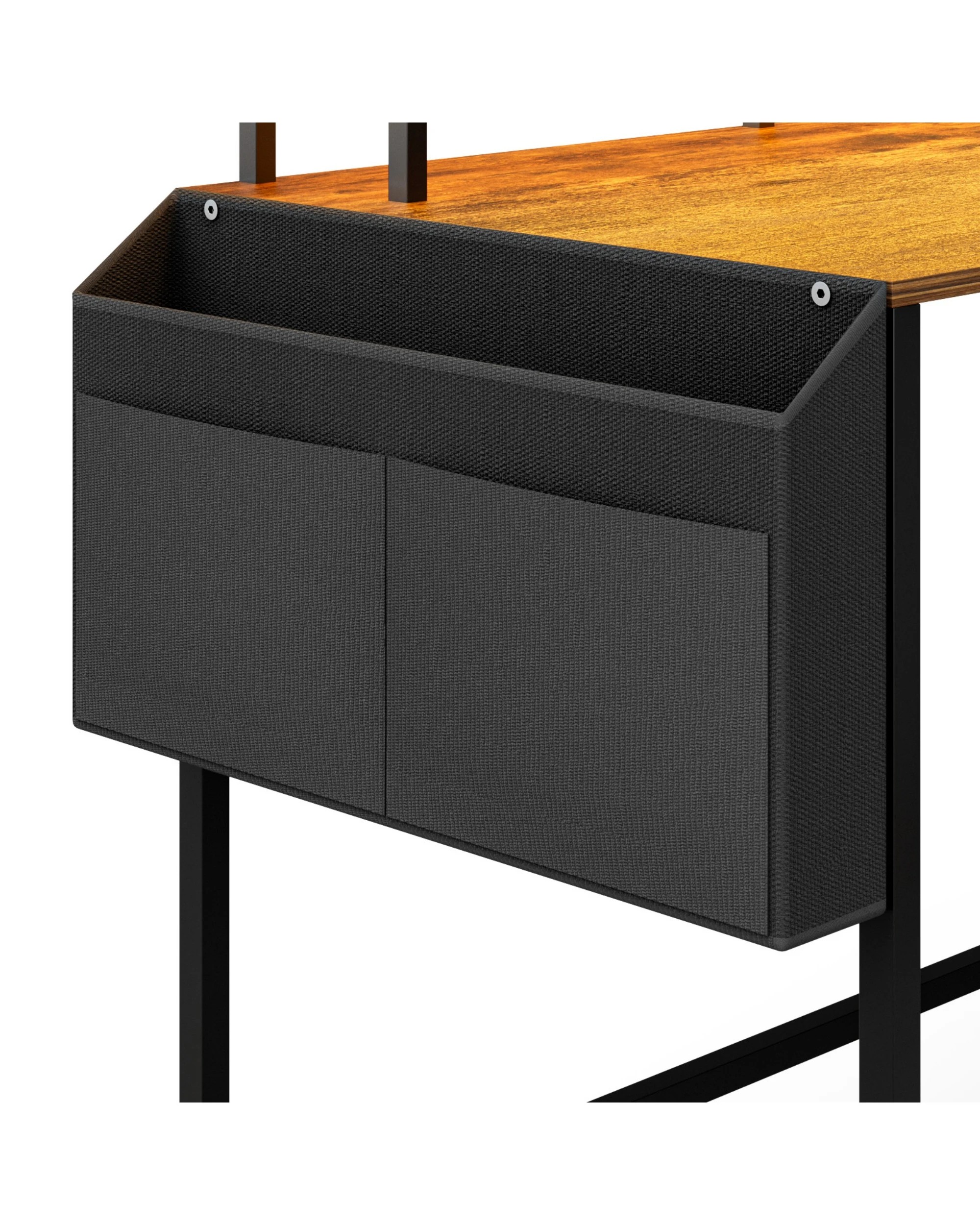 10 Advwin 150cm L Shaped Computer Desk w/ LED Lights & Power Outlets Convertible Gaming Desk  - Brown, 10 of 10