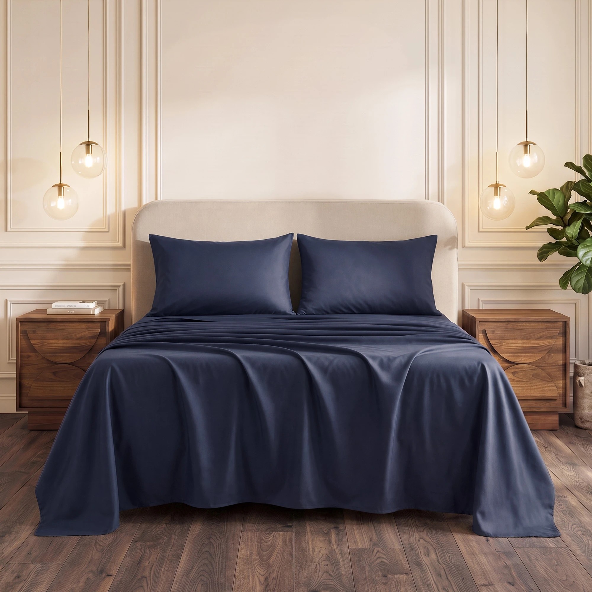 8 Giselle Bedding 500TC 100% Cotton Sheet Set Includes Fitted Sheet 40cm Deep Pocket - Queen Bed - Blue, 8 of 10