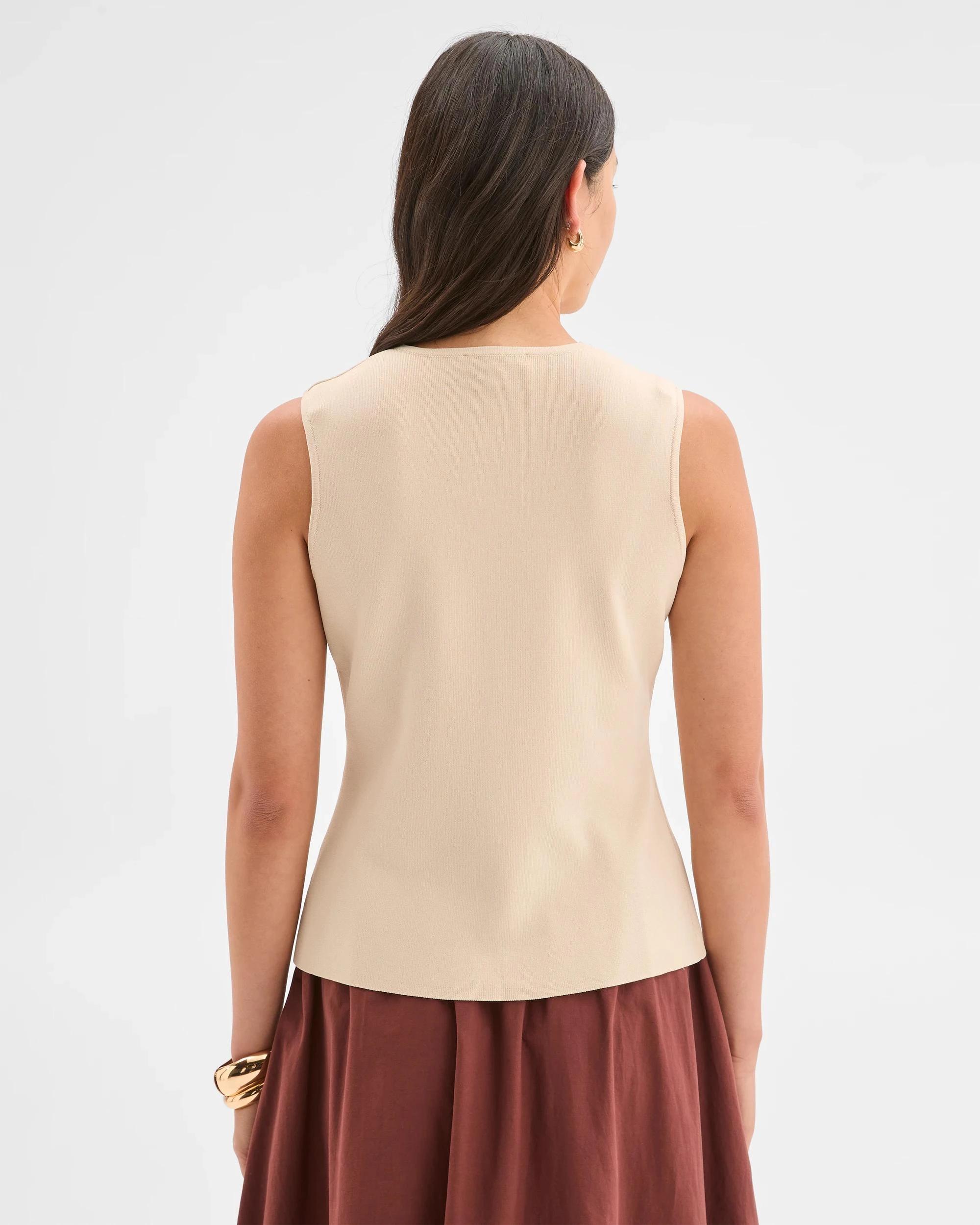 8 Target Preview Sleeveless Crepe Knit Vest SANDSHELL, 8 of 8