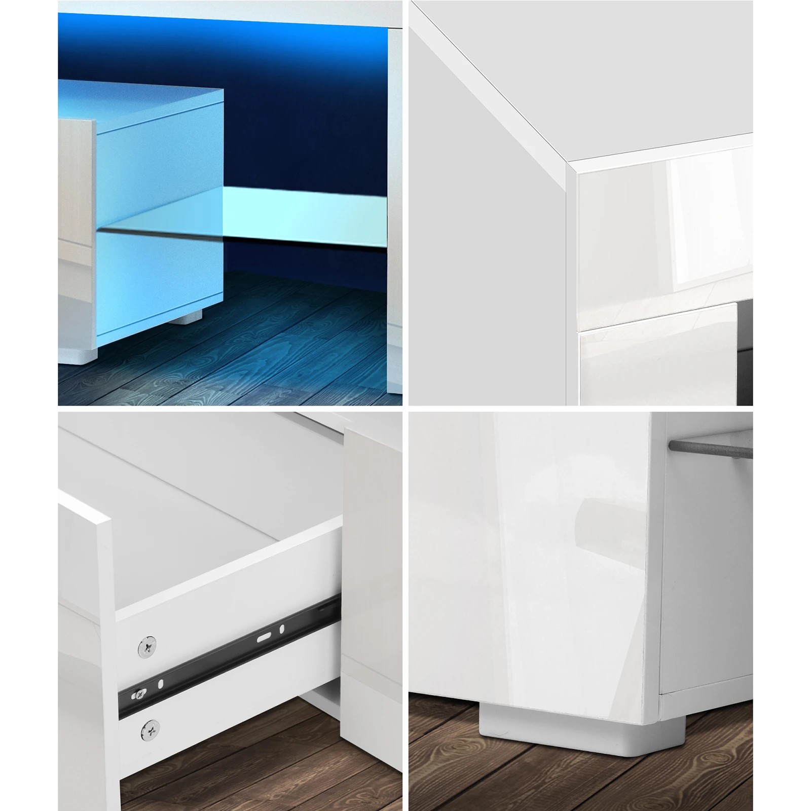 6 Oikiture Entertainment Unit Tv Cabinet Led Rgb Gloss 180cm
 - White, 6 of 8