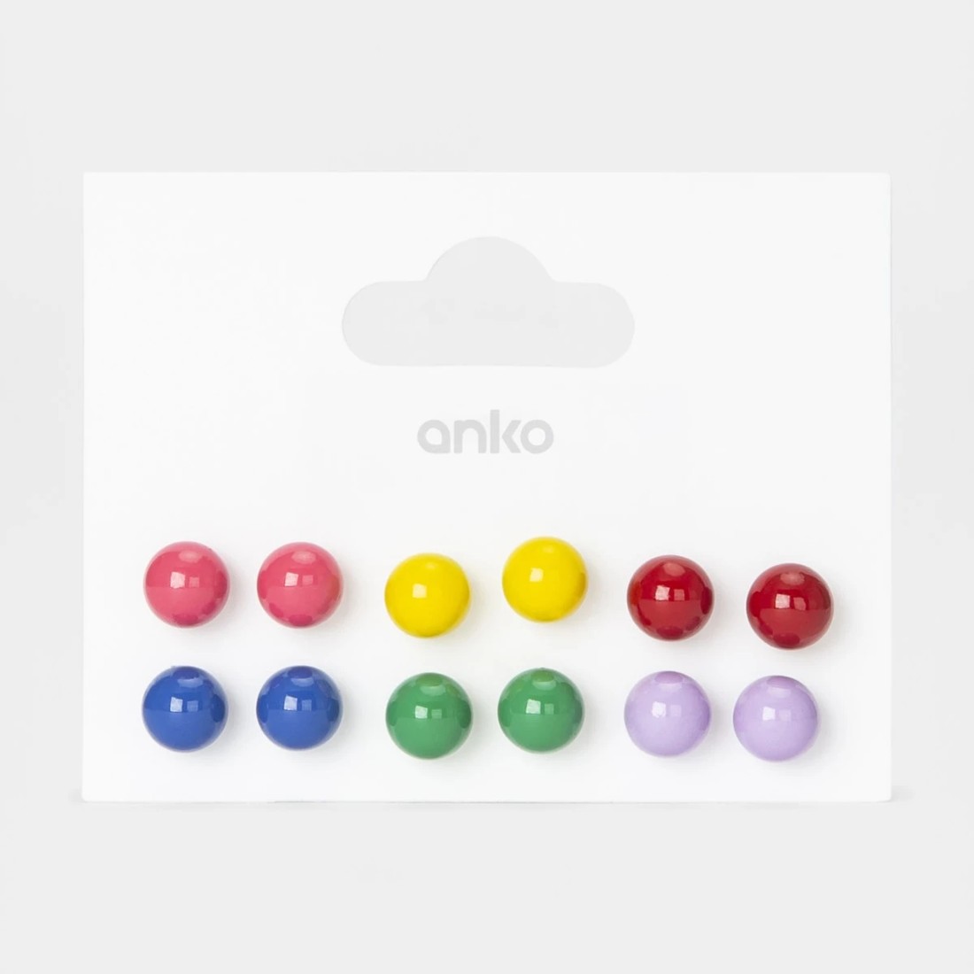 5 6 Pack Coloured Ball Stud Earrings, 5 of 5