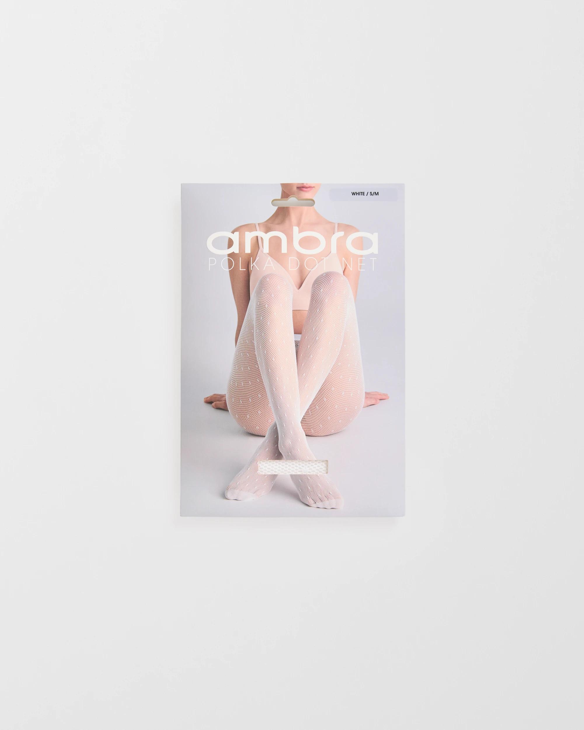 3 Ambra Polka Dot Net Tights WHITE, 3 of 3