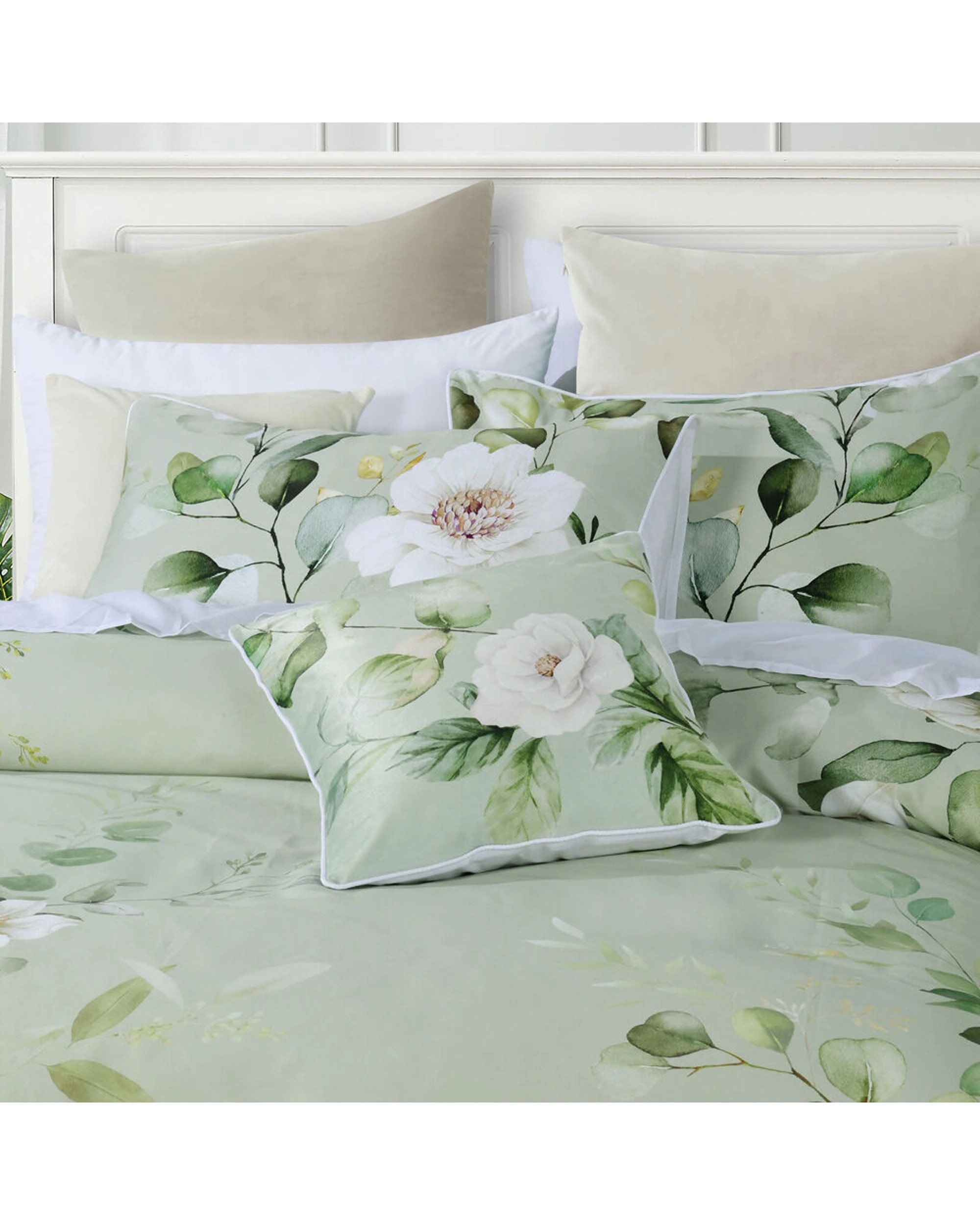 2 Bianca Salisbury Super King Sage Cotton Sateen Quilt Cover & Pillowcase Set - Green, 2 of 4