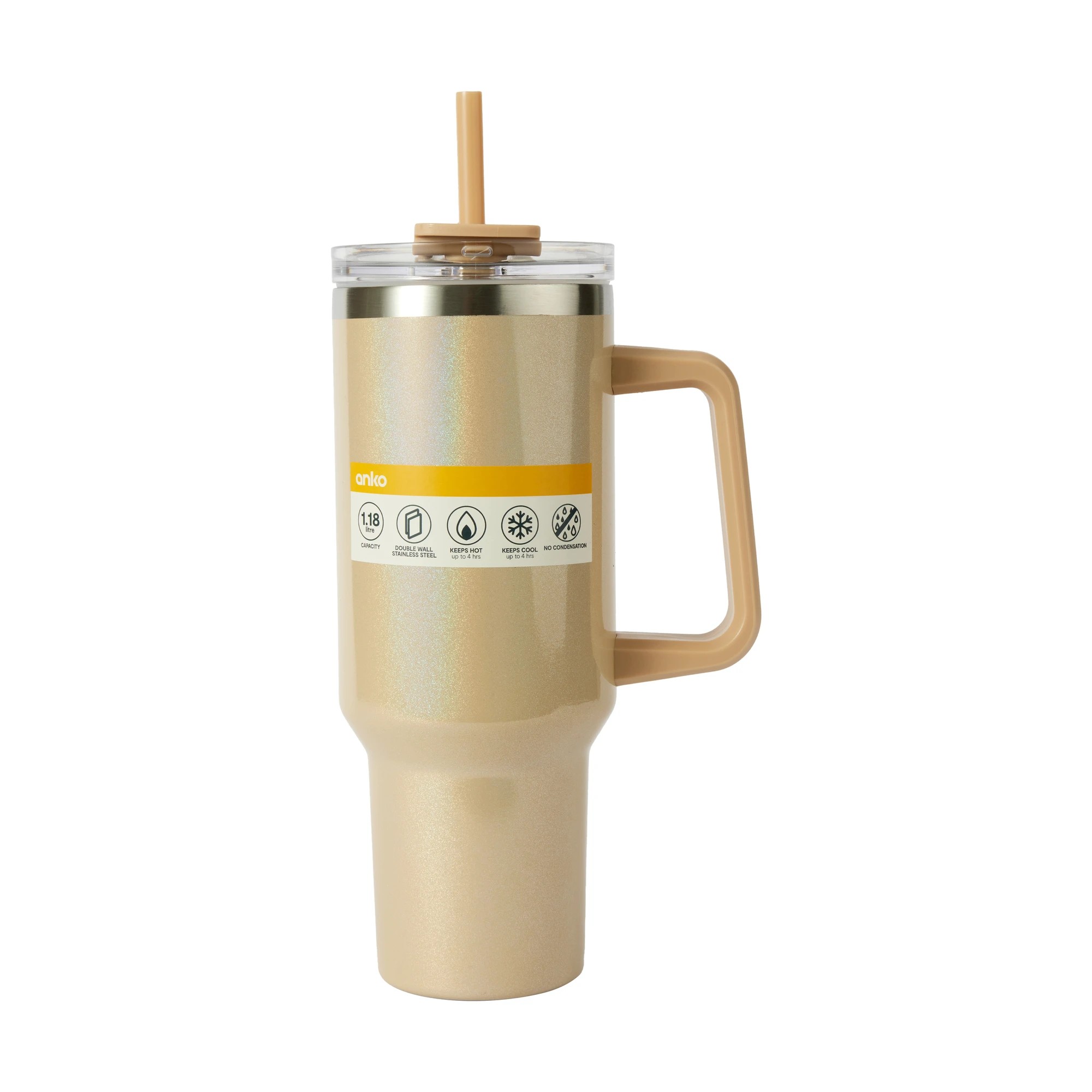 7 1.18L Pearl Gold Jumbo Tumbler with Handle, 7 of 7